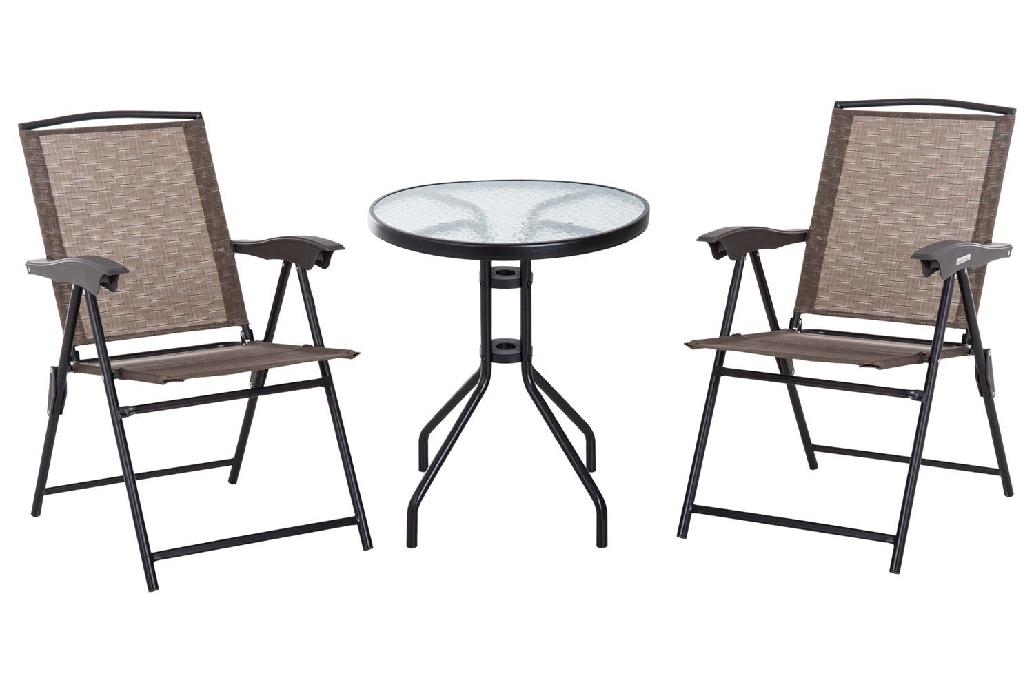 Outsunny Bistro Set with Foldable Chairs | Brown