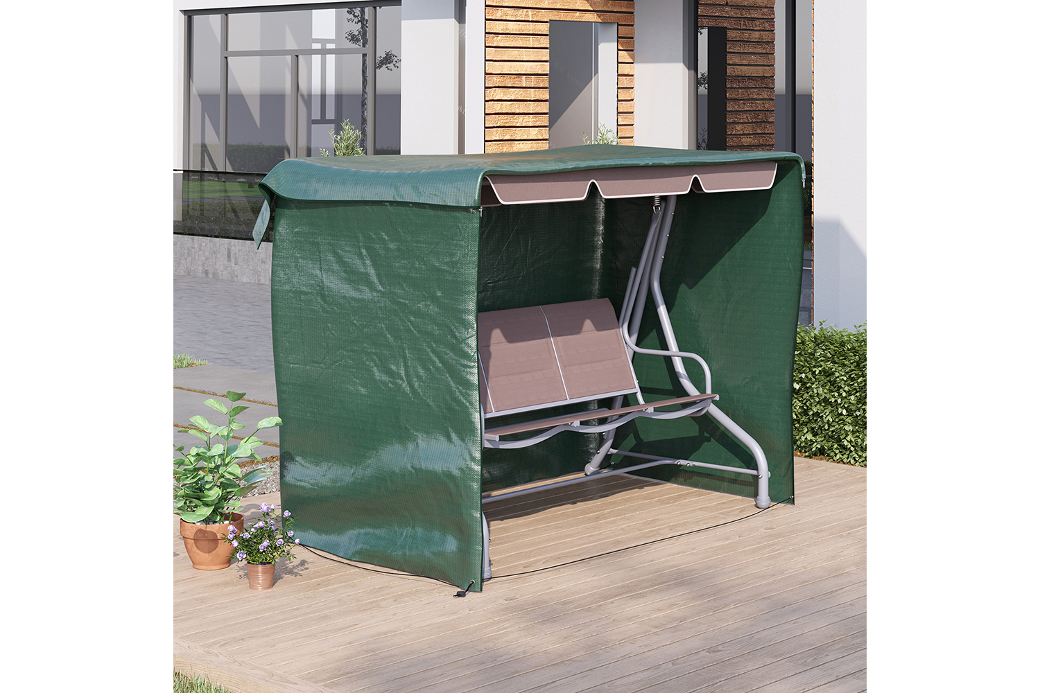 Outsunny Garden Furniture Wind UV Cover | Dark Green