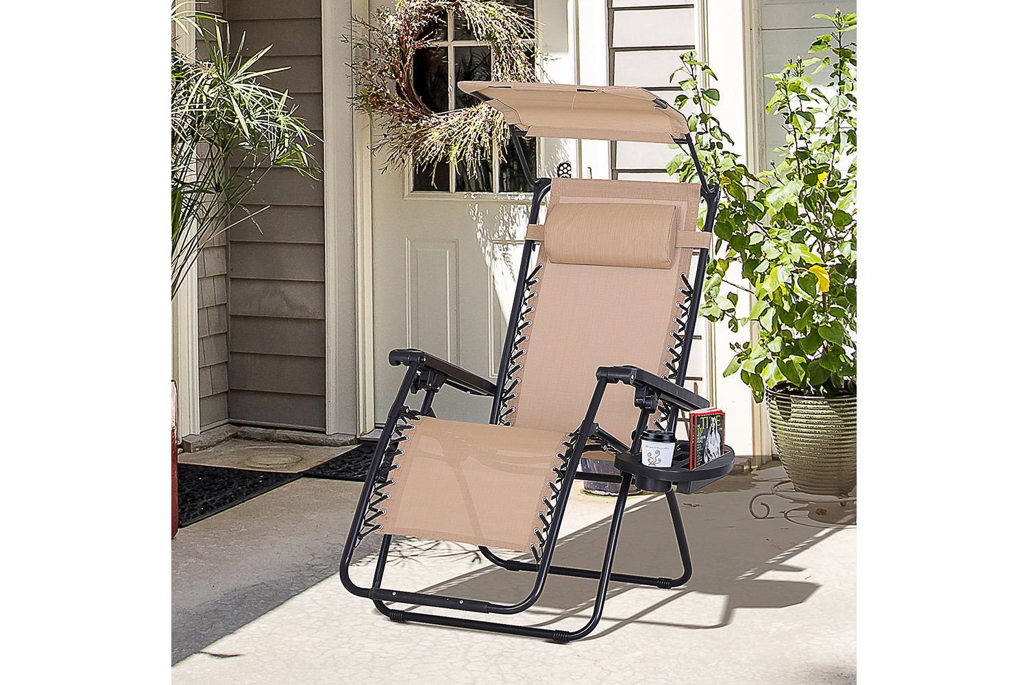 Outsunny Zero Gravity Garden Deck Folding Chair | Beige