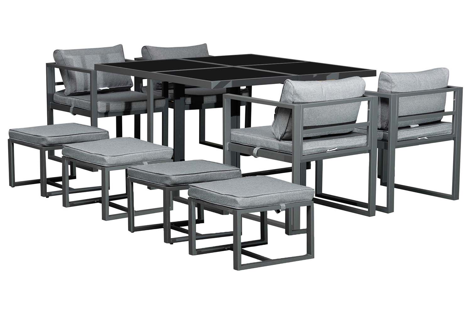Outsunny Patio Dining Table Set | Dark Grey/Grey | 9 Pieces