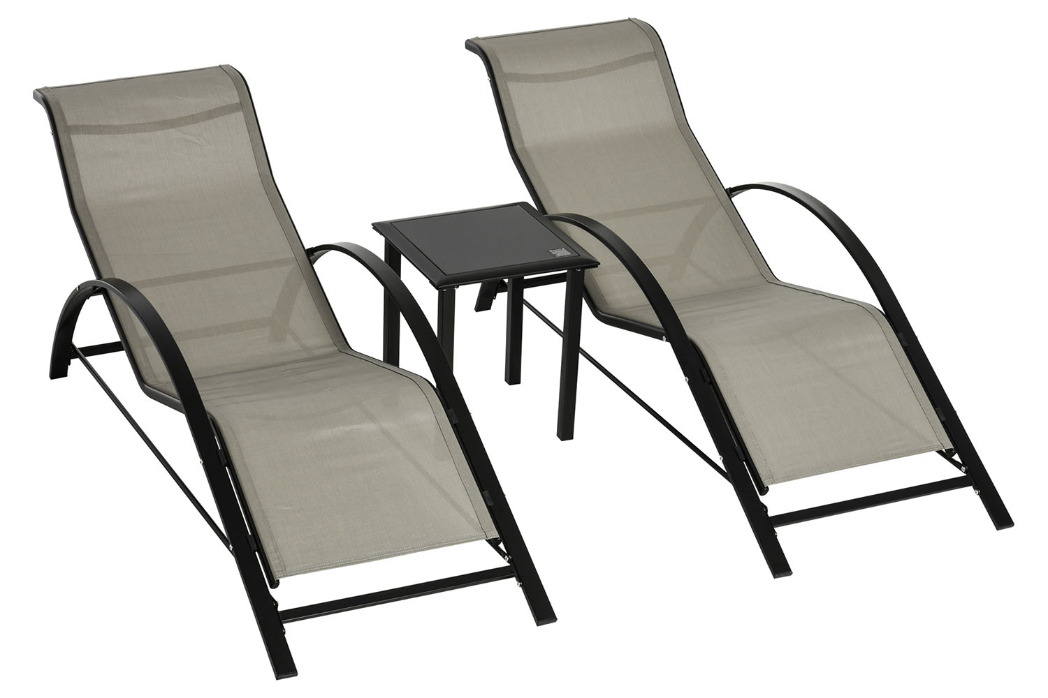 Outsunny Patio 3 Pieces Lounge Chair Set | Grey