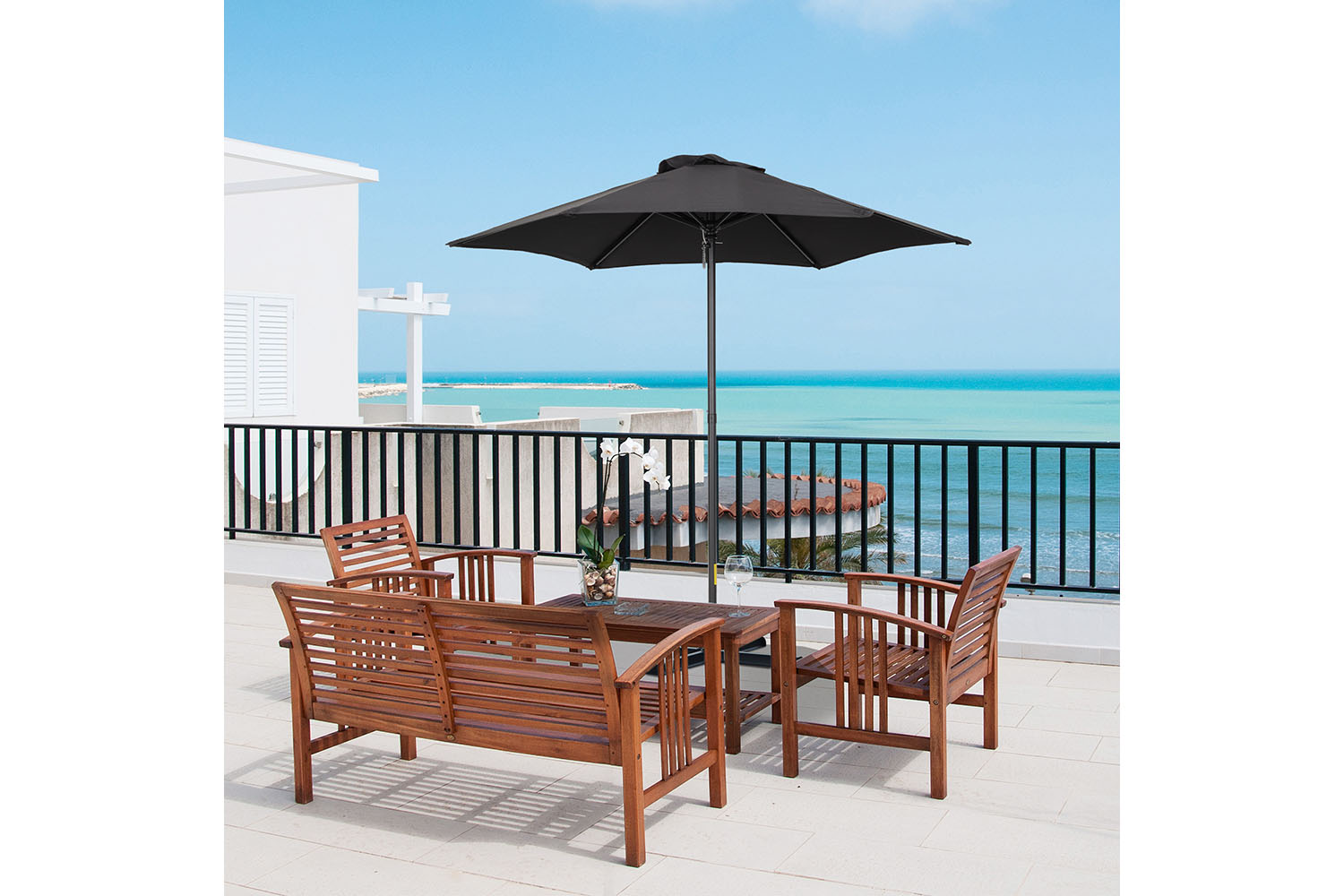 Outsunny Outdoor Garden Parasol Umbrella | Black