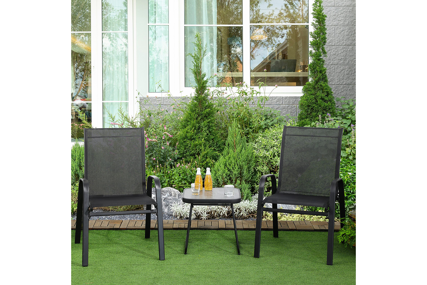 Outsunny Bistro Set | Grey/Black