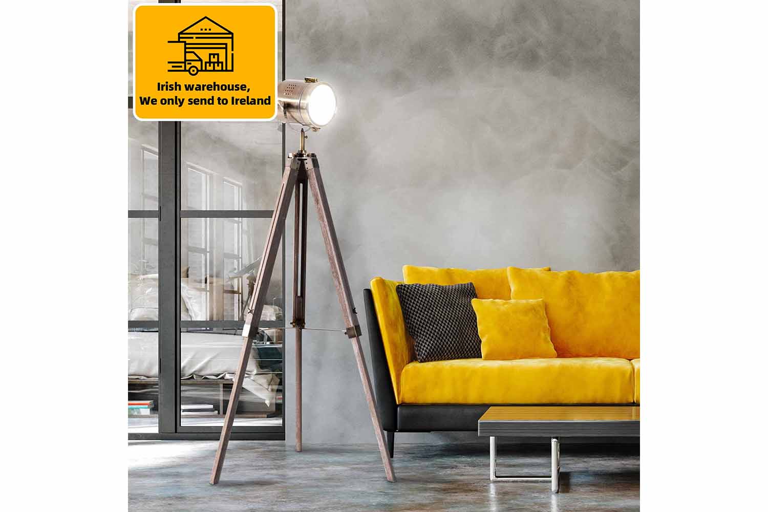 Homcom | Spotlight Tripod Floor Lamp | Grey/Bronze