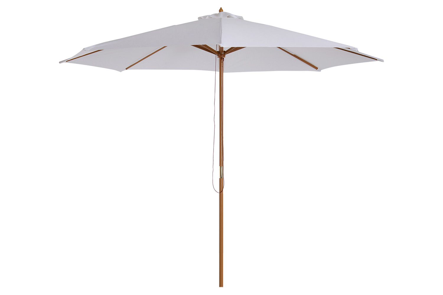 Outsunny Round Wooden Sun Parasol Umbrella | Cream White