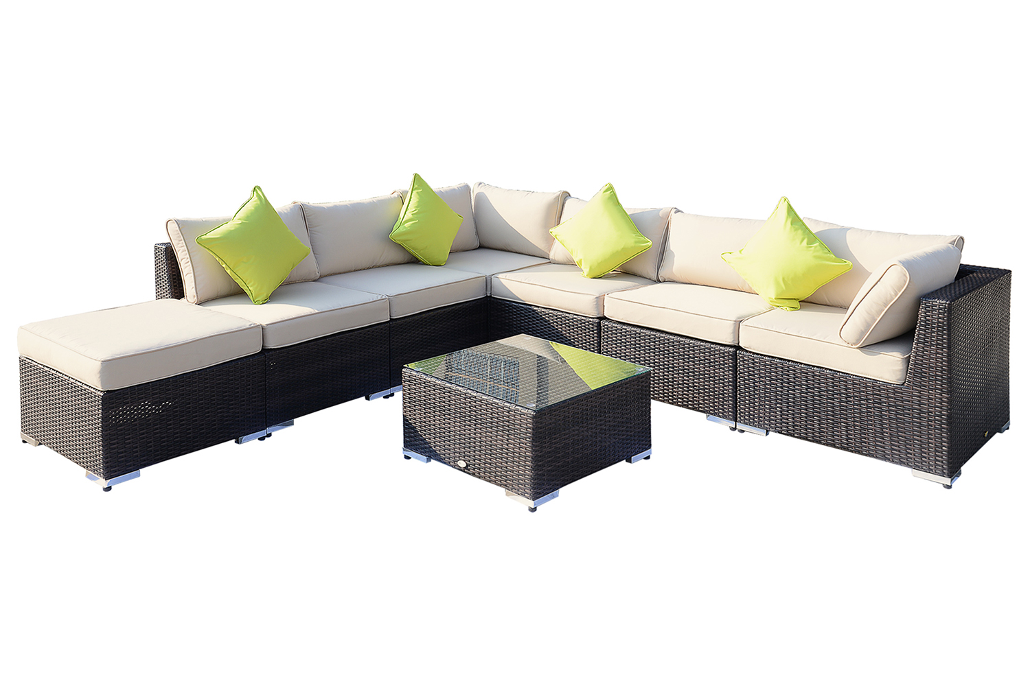 Outsunny Rattan Sofa Set | Brown | Set of 8