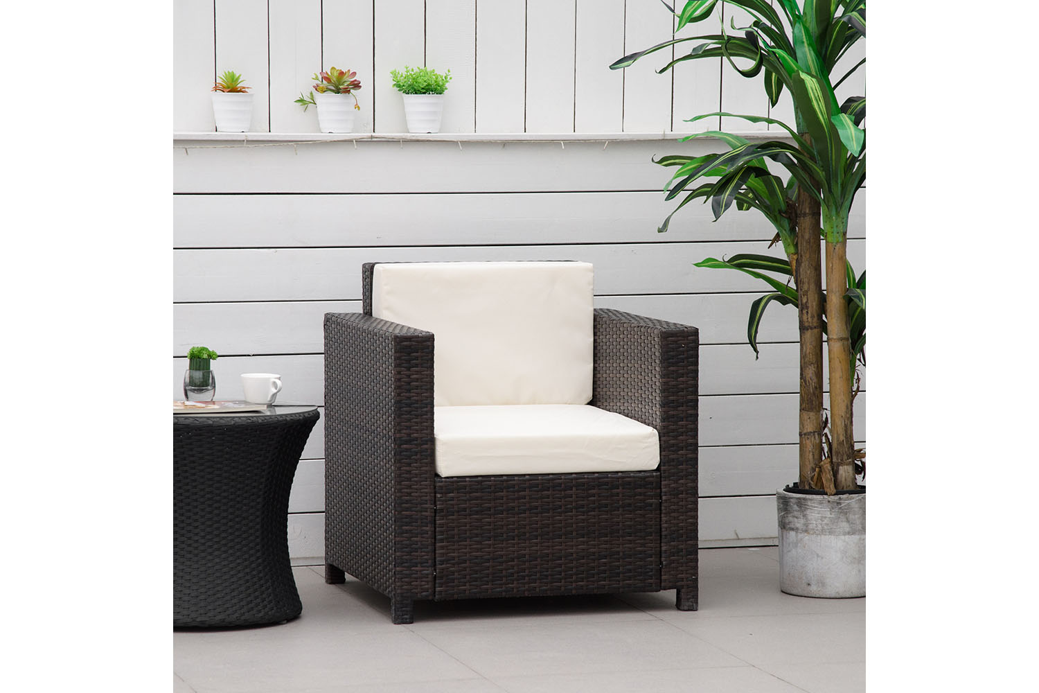 Outsunny Rattan Single Sofa Chair | Mixed Brown