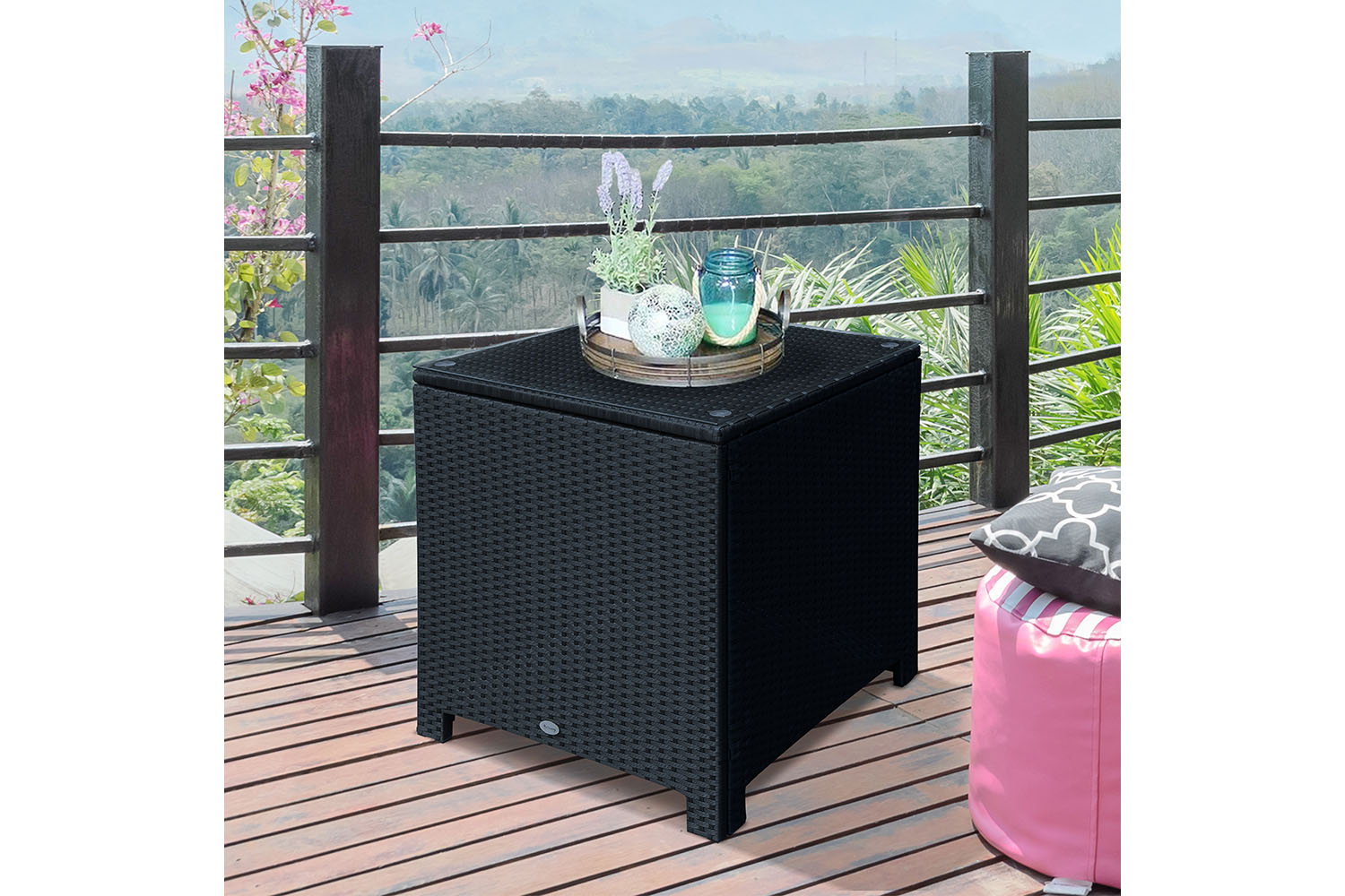 Outsunny Rattan Side Table | Black