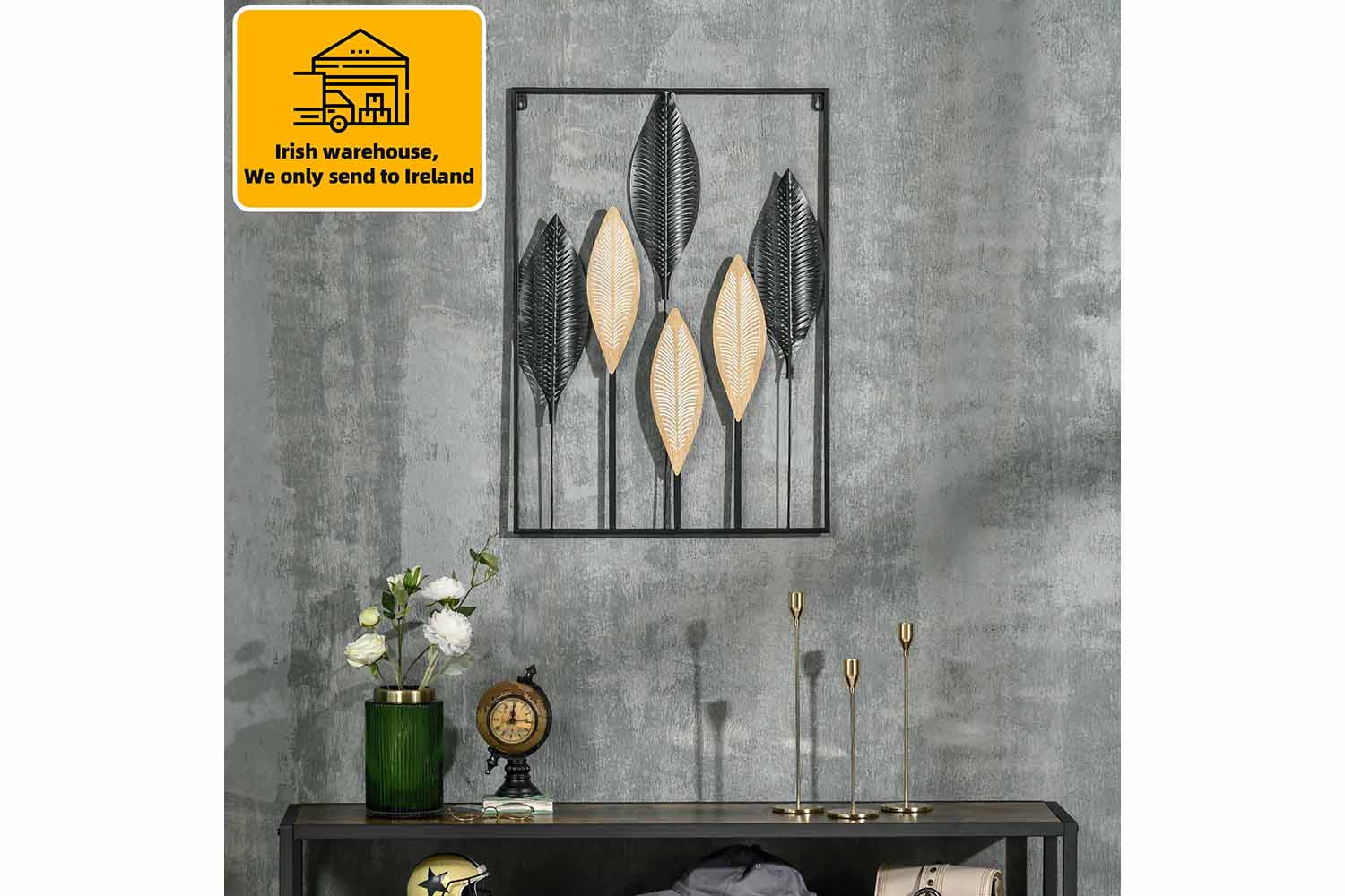 Homcom 3D Metal Wall Art | Black/Beige | 50 x 70 cm