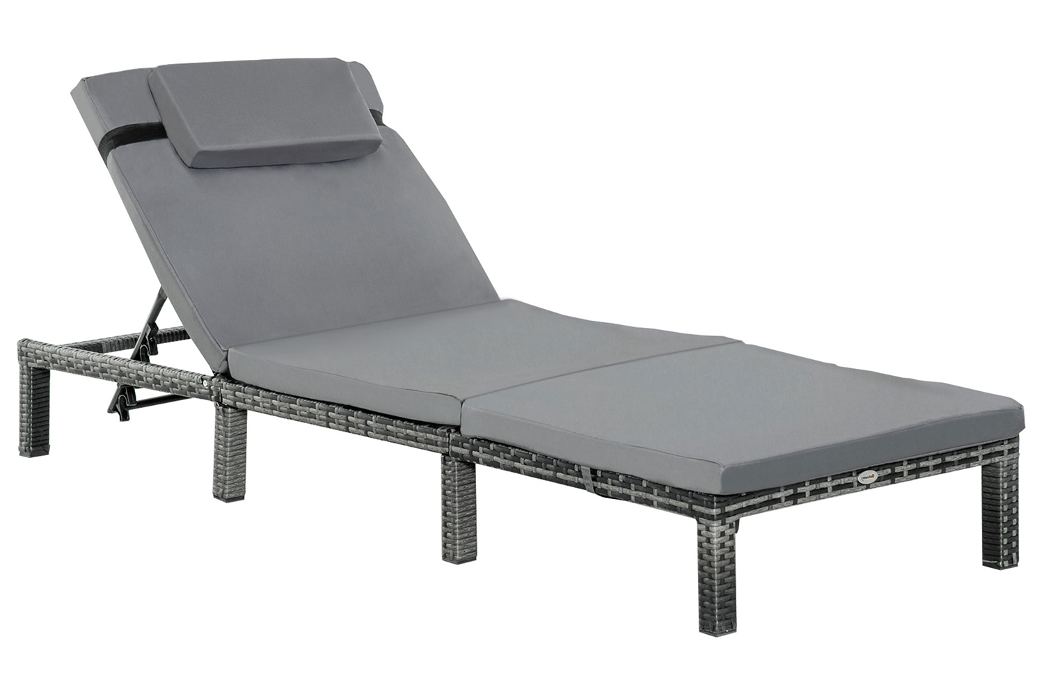 Outsunny Sun Lounger with Soft Padded Cushion | Grey