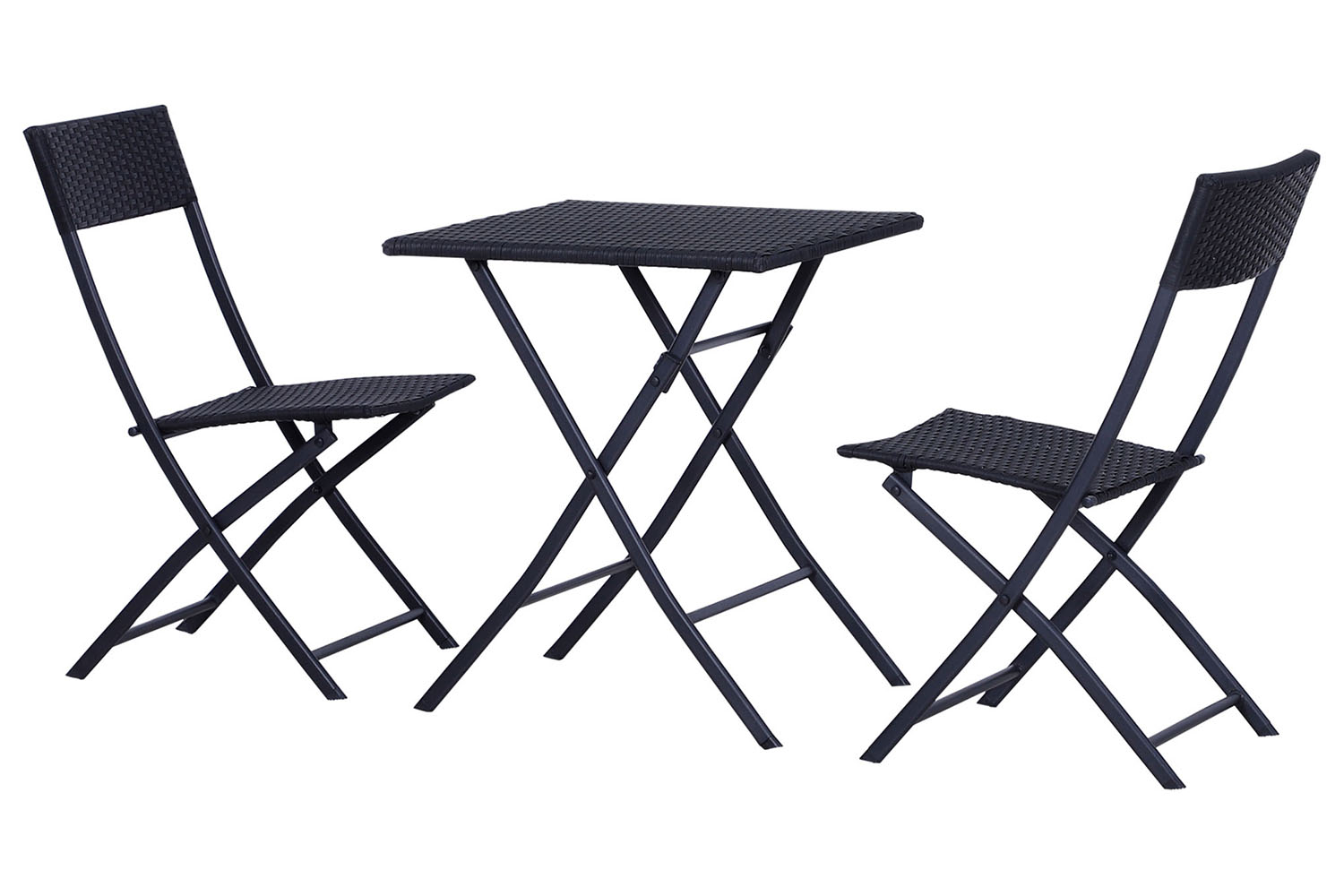 Outsunny Rattan Wicker Bistro Set Table and Chair Set | Black | 3 Pieces