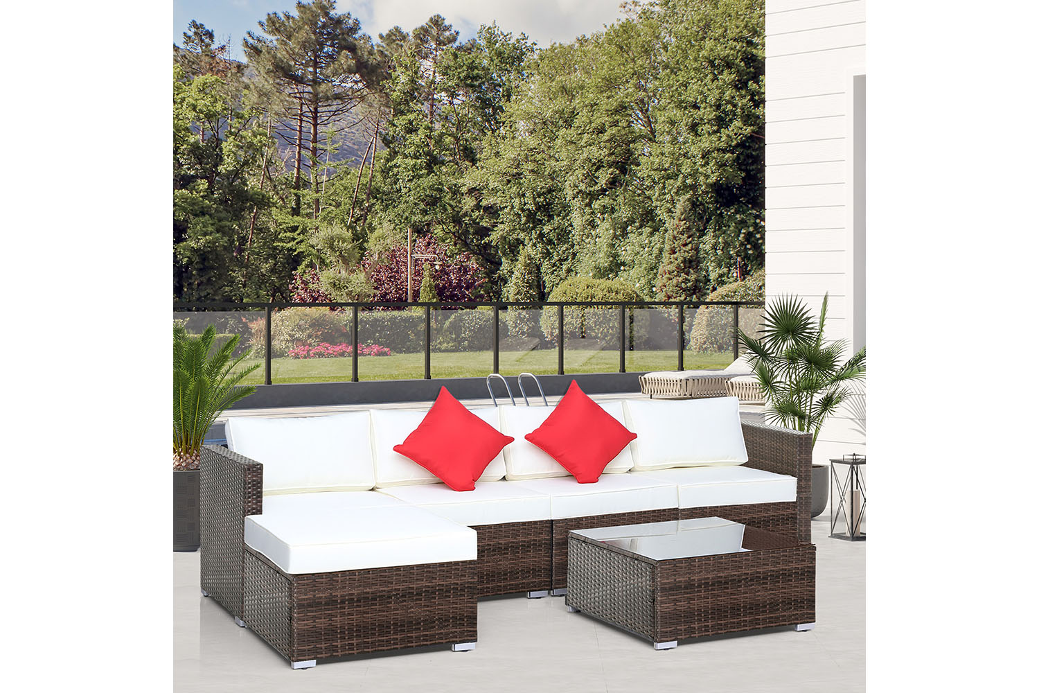 Outsunny Rattan Furniture Set | Brown/Milk White
