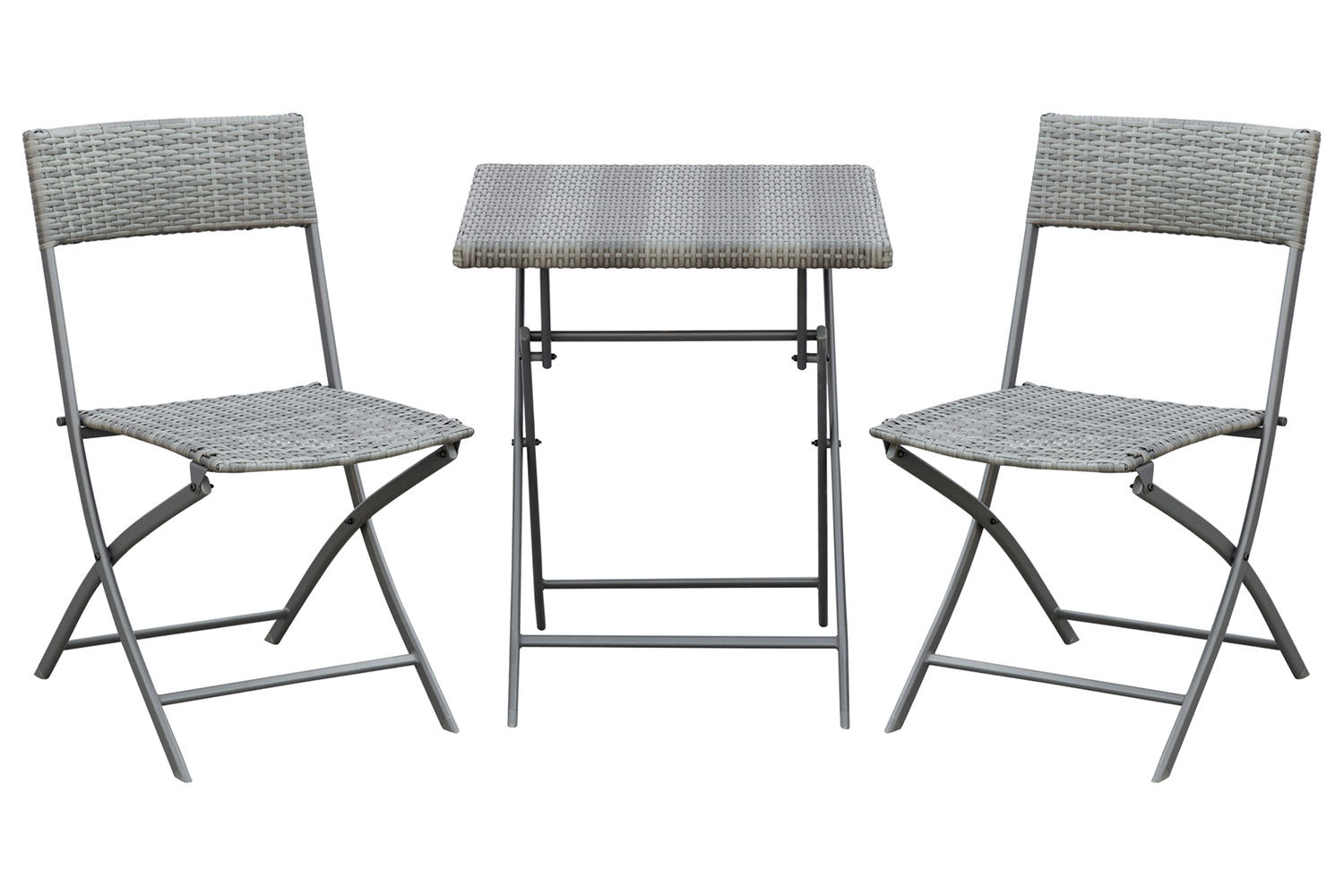 Outsunny Rattan Bistro Set Garden Patio Table & Chair | Grey | 3 Pieces