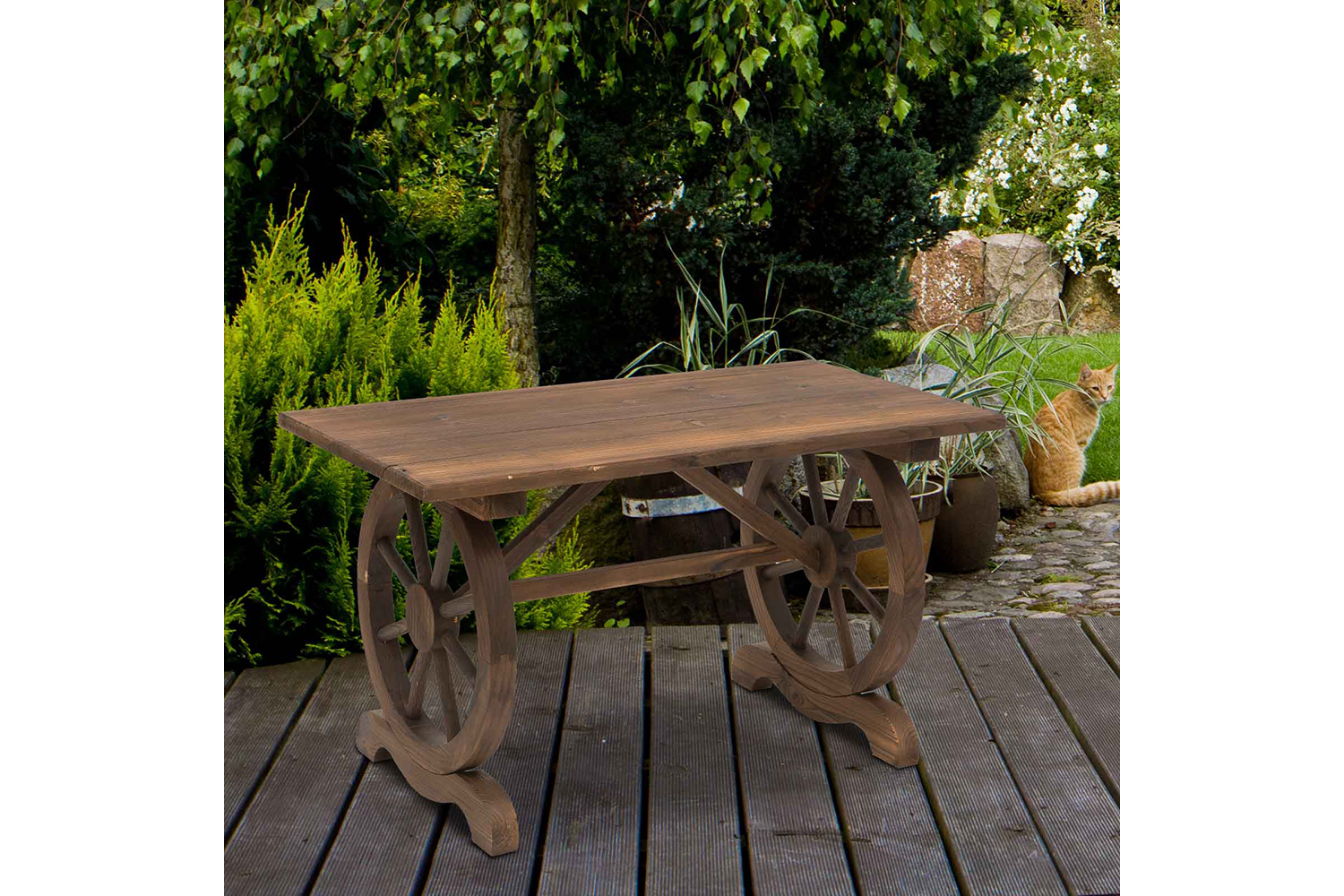 Outsunny Garden Coffee Table | Natural Wood