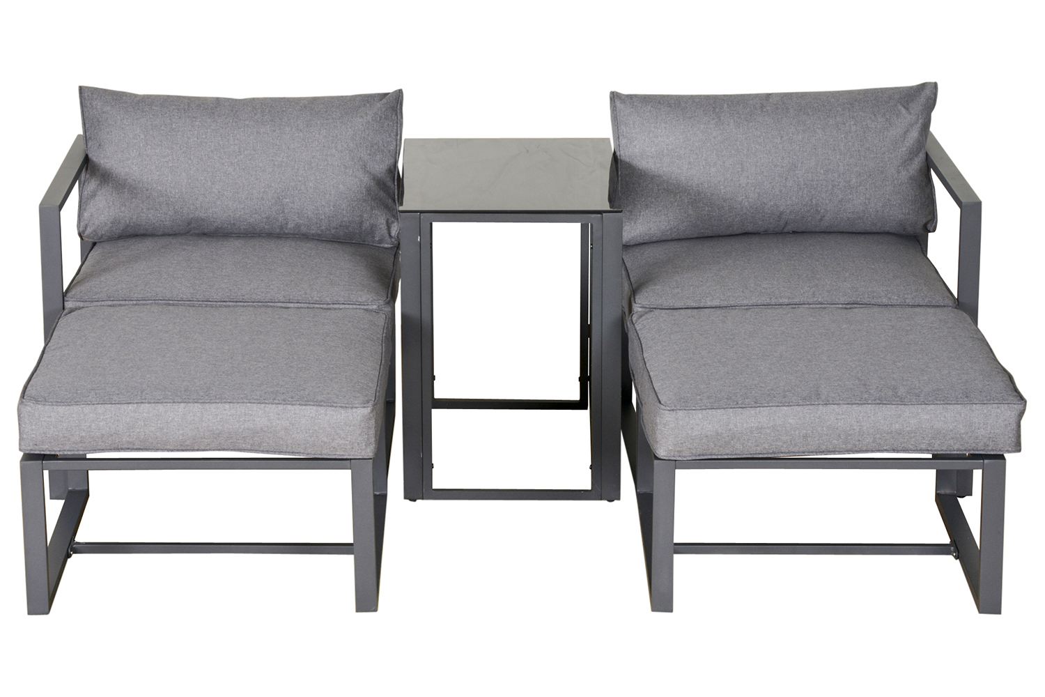 Outsunny Garden Set with Sun Lounger Footstools with Cushions | Grey | Set of 4