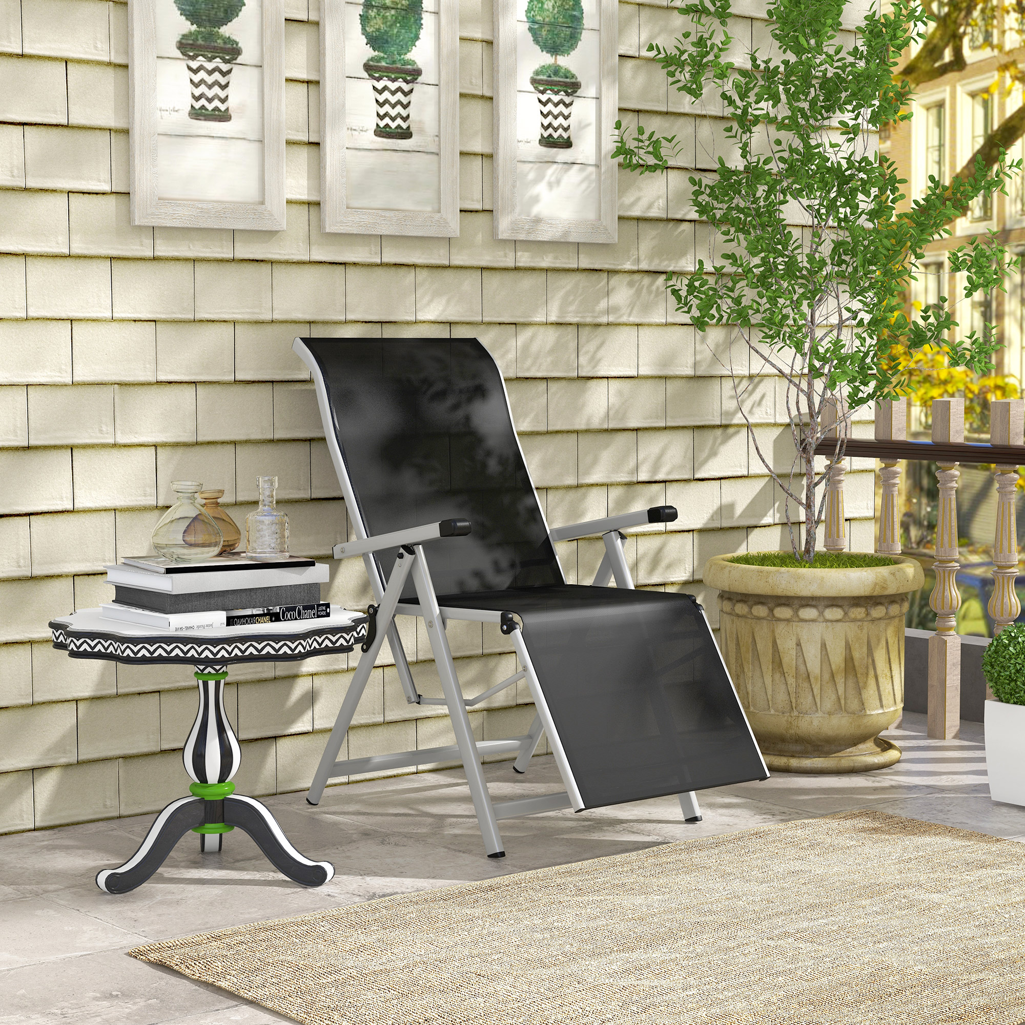 Outsunny Sun Lounge Chair | Black/Grey