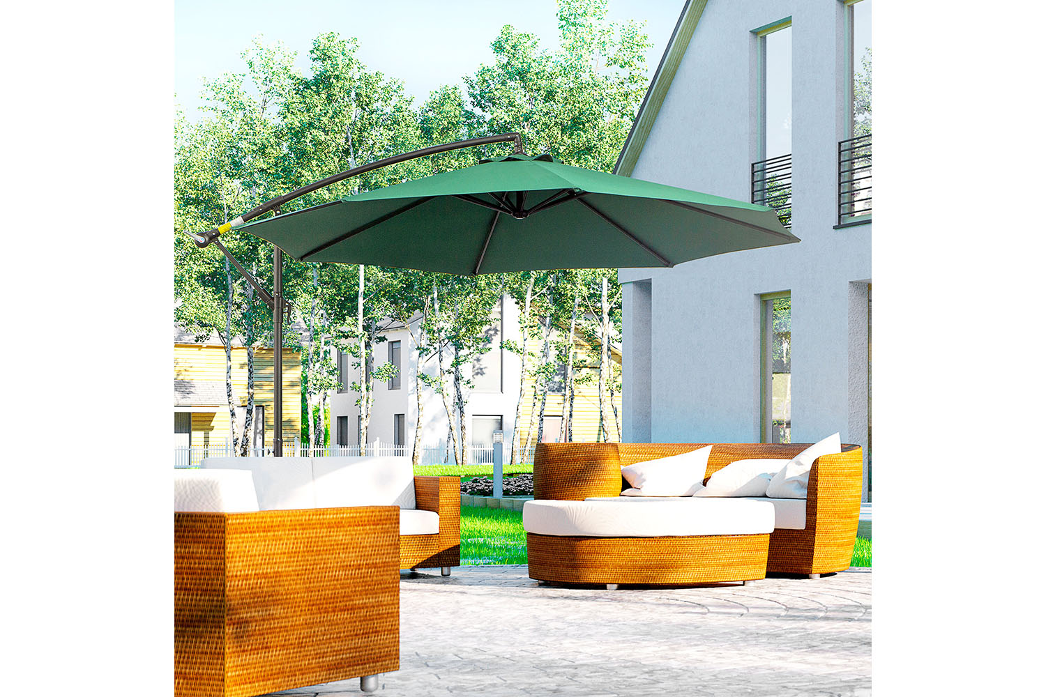 Outsunny Garden Cantilever Umbrella | Dark Green