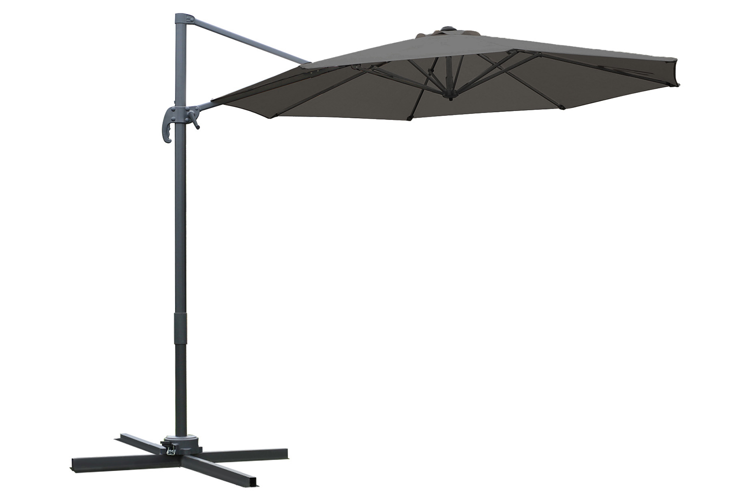 Outsunny 360° Rotation Parasol Umbrella with Base | Dark Grey