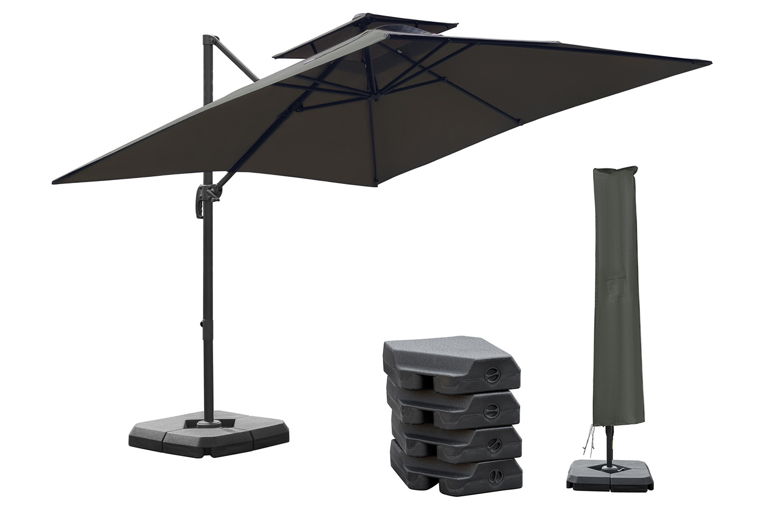 Outsunny 360° Rotation Roma Umbrella | Dark Grey