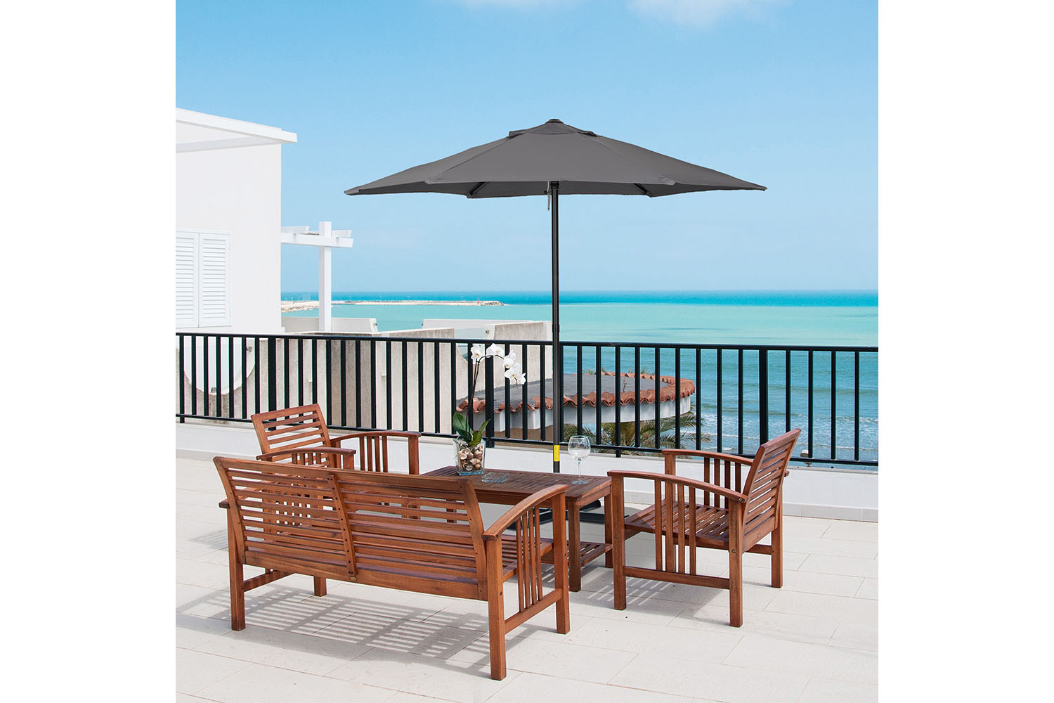 Outsunny Outdoor Garden Parasol Umbrella | Dark Grey