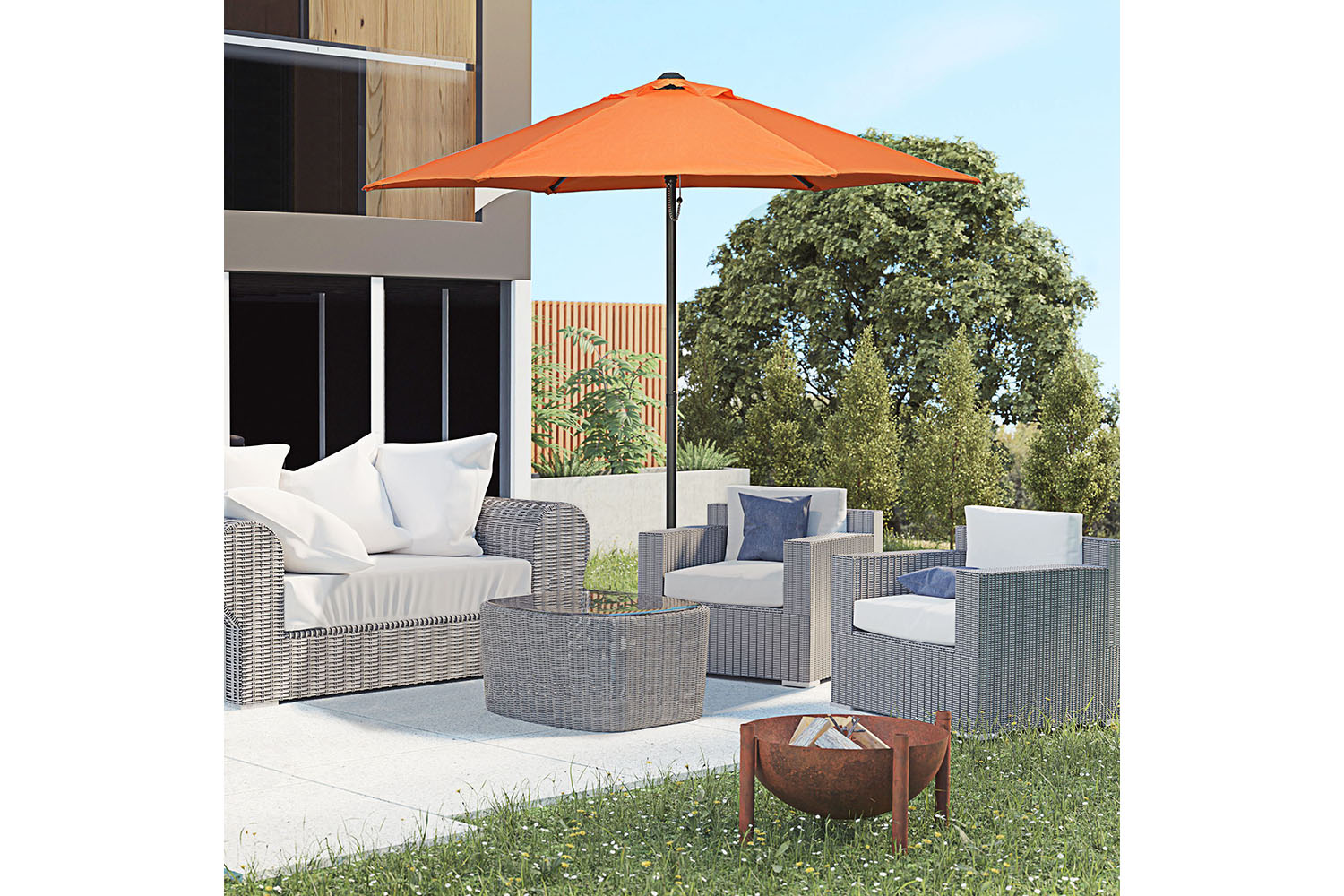 Outsunny Outdoor Garden Parasol Umbrella | Orange
