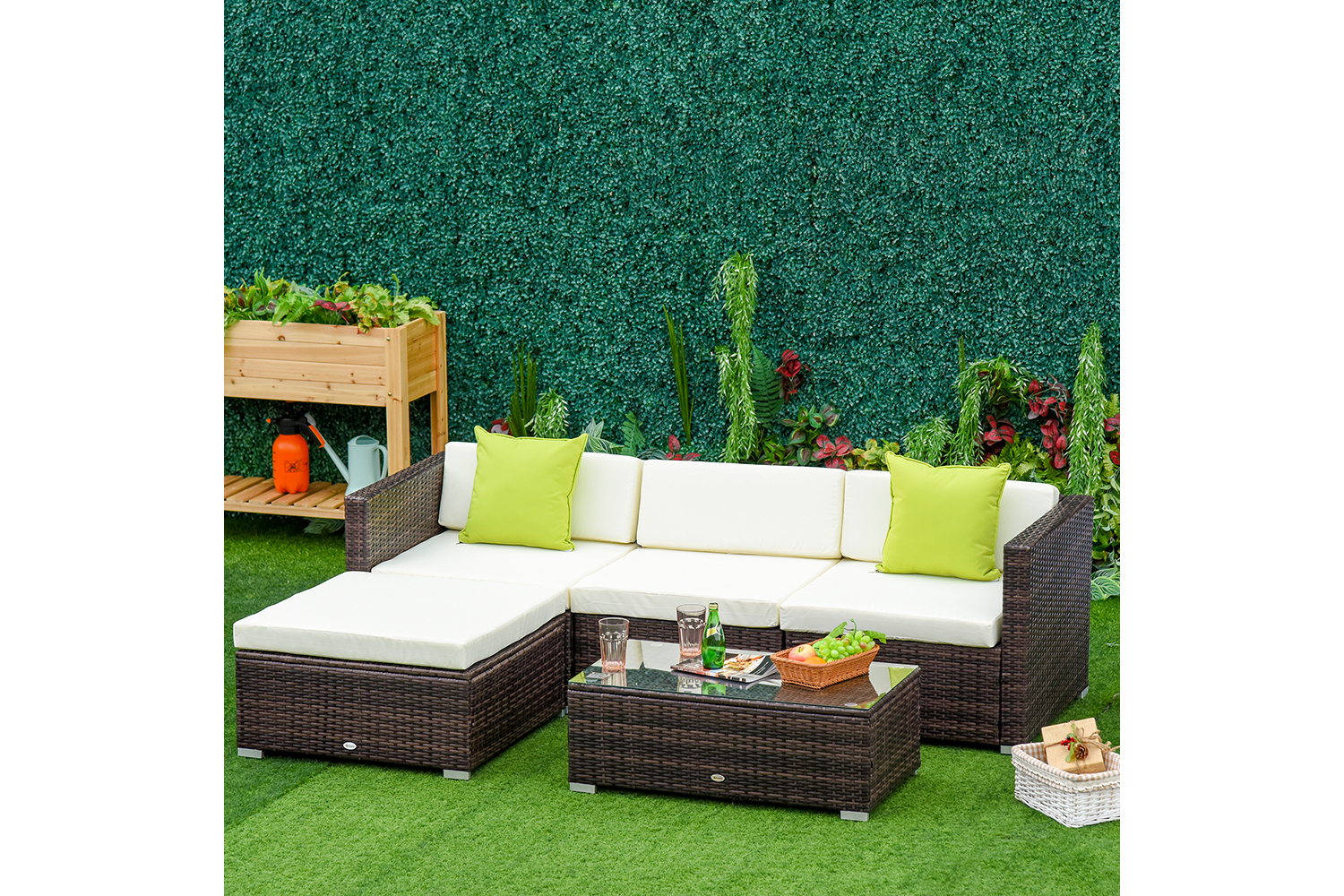 Outsunny Corner Sofa Set | Brown