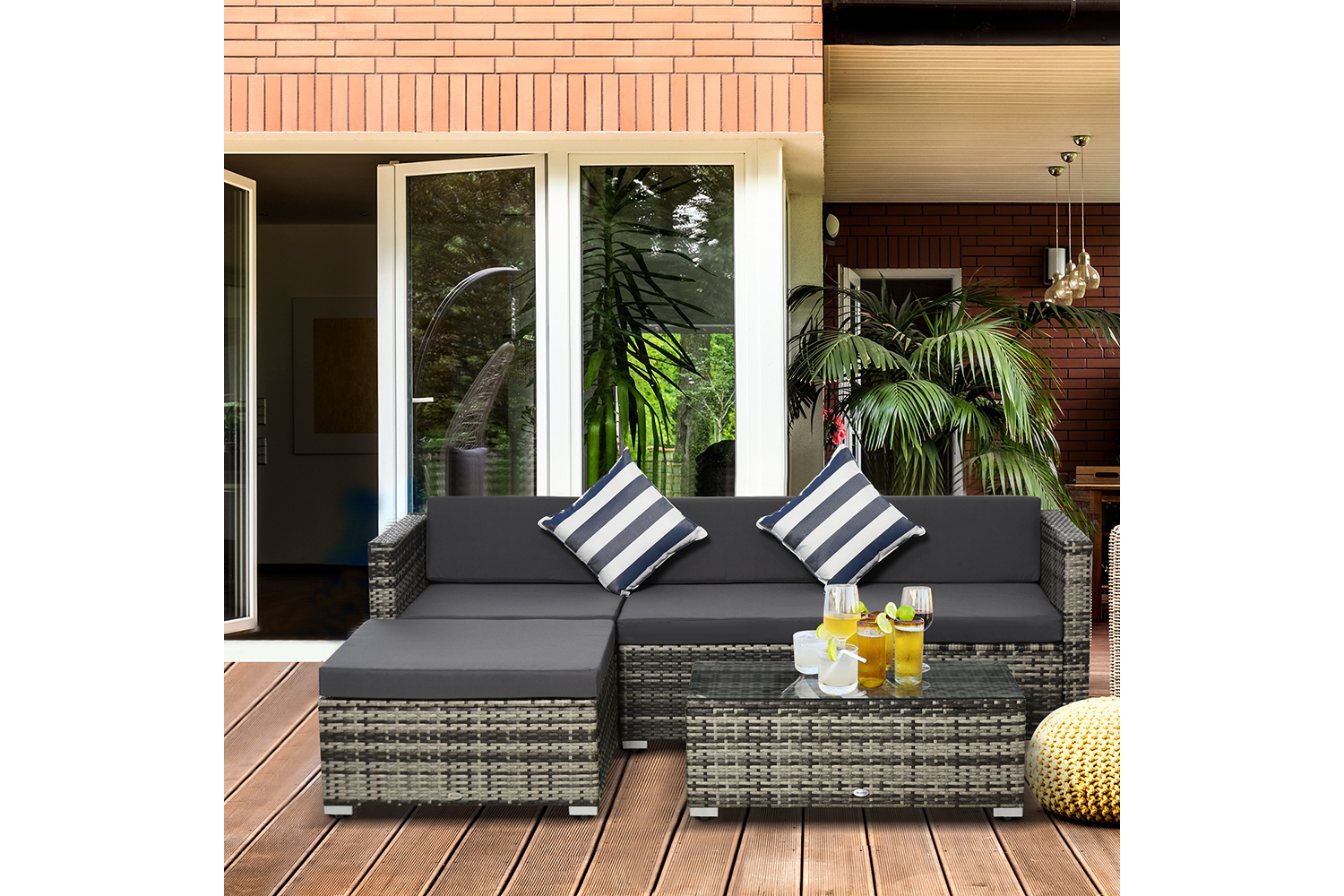 Outsunny Corner Sofa Set | Black