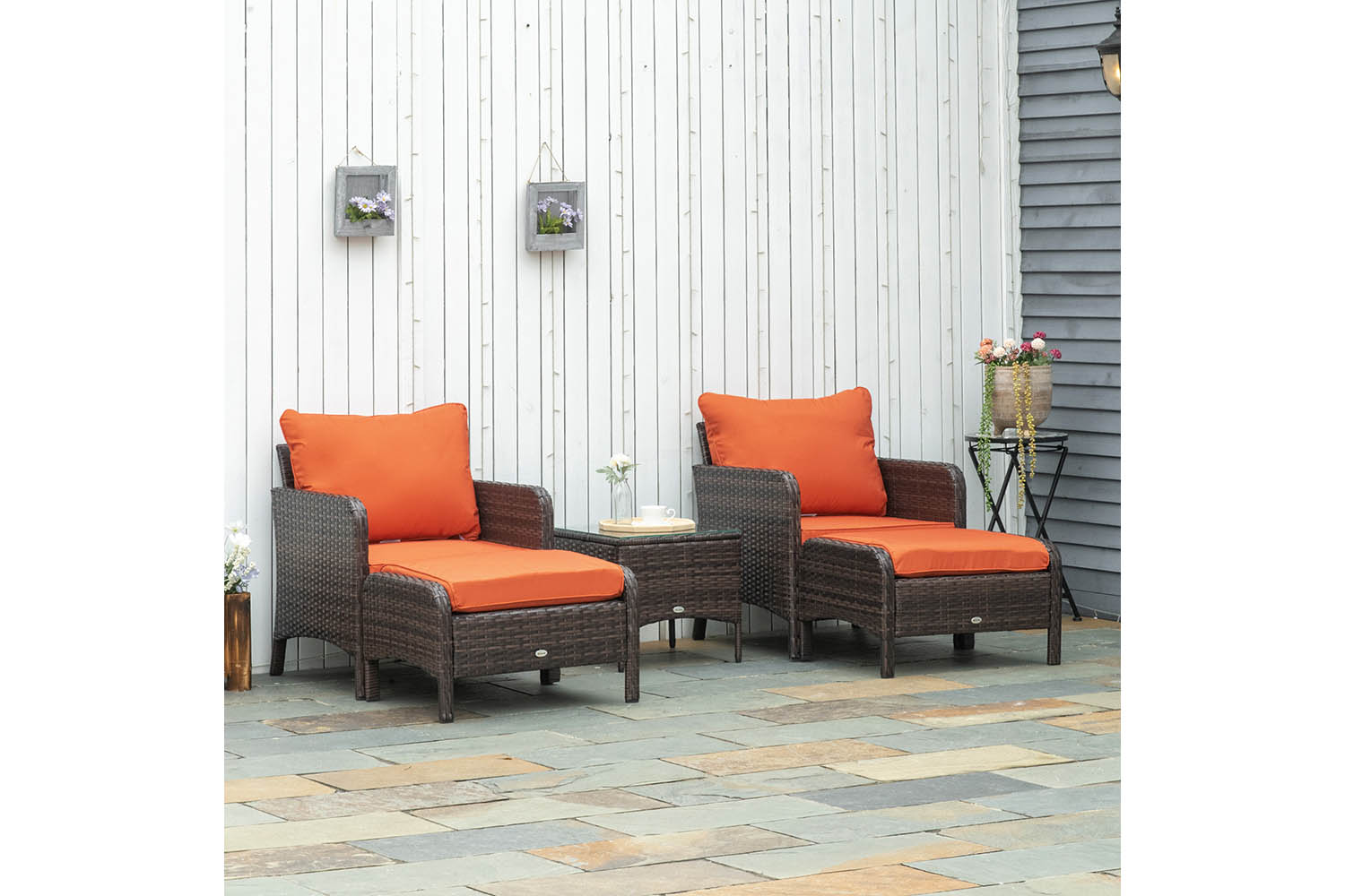 Outsunny Garden Furniture Set | Brown/Orange
