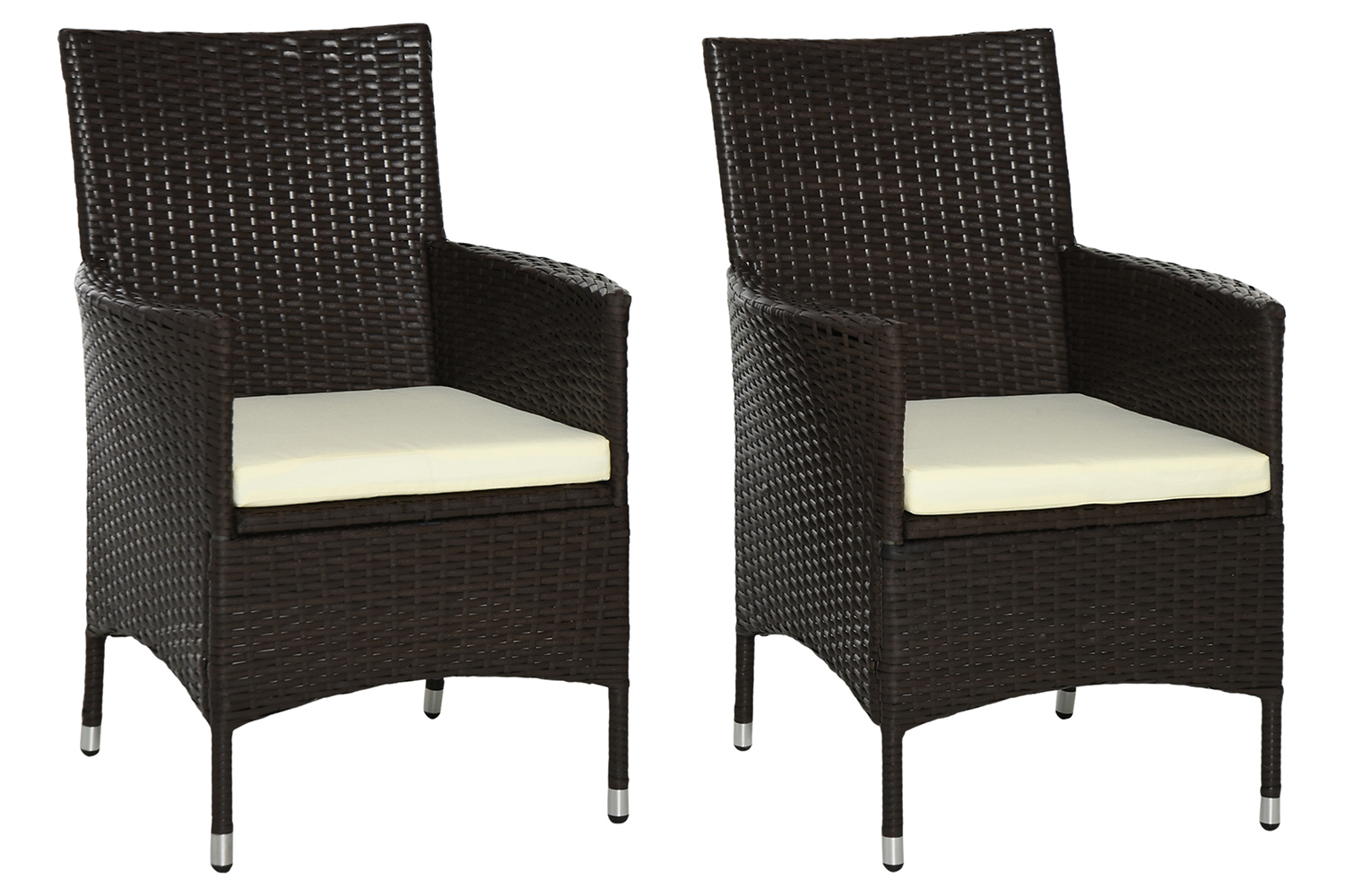 Outsunny Rattan Chair Set | Deep Coffee/White | 2 Pieces