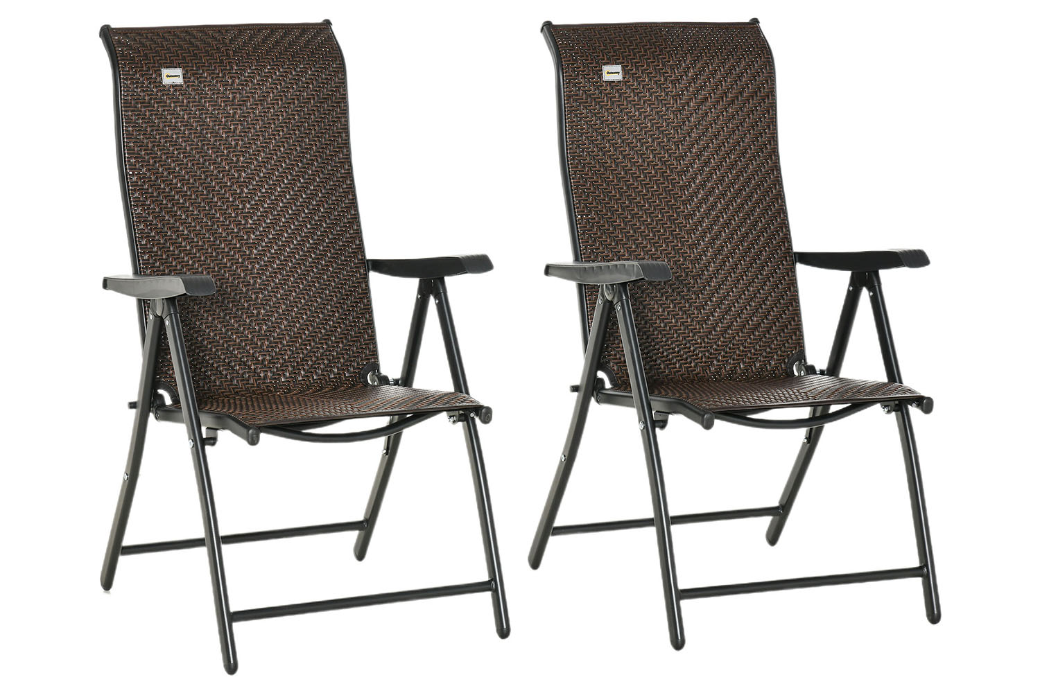 Outsunny Wicker Folding Armrests Chair Set | Red Brown | 2 Pieces