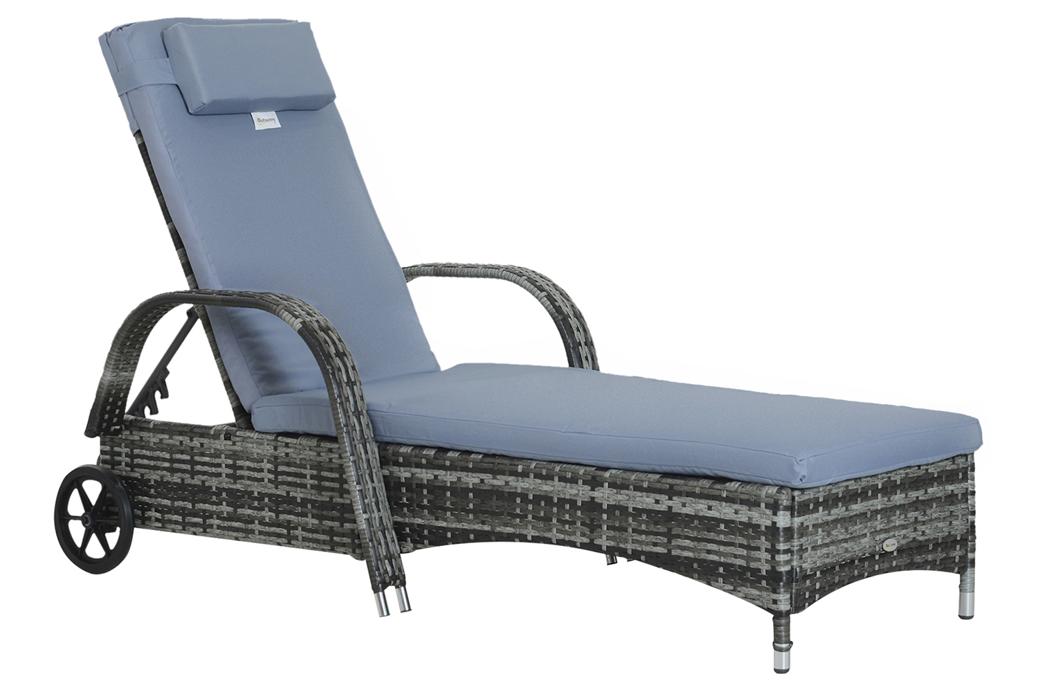 Outsunny Adjustable Rattan Sun Lounger | Grey