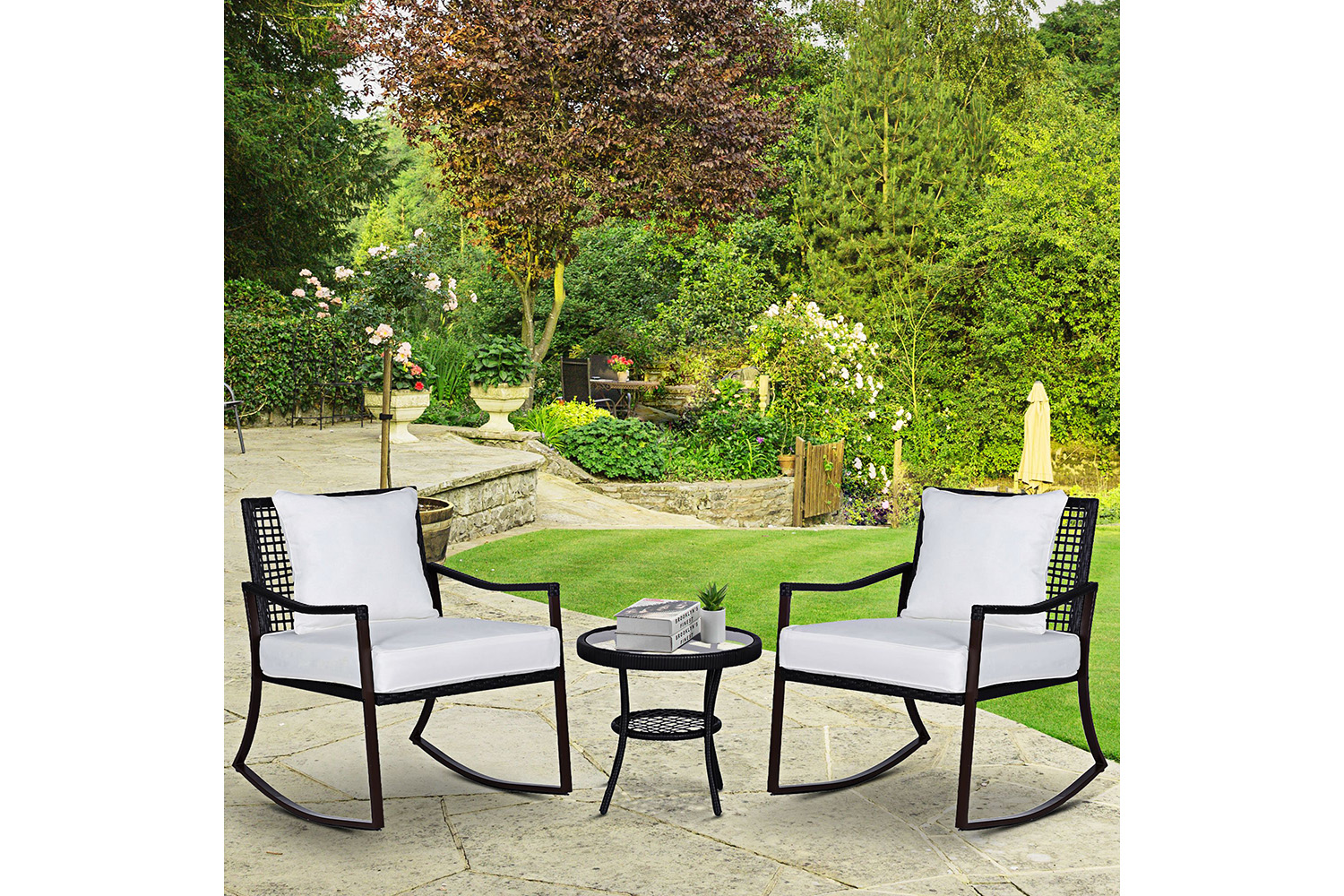 Outsunny Garden Bistro Set with round coffee table | Brown