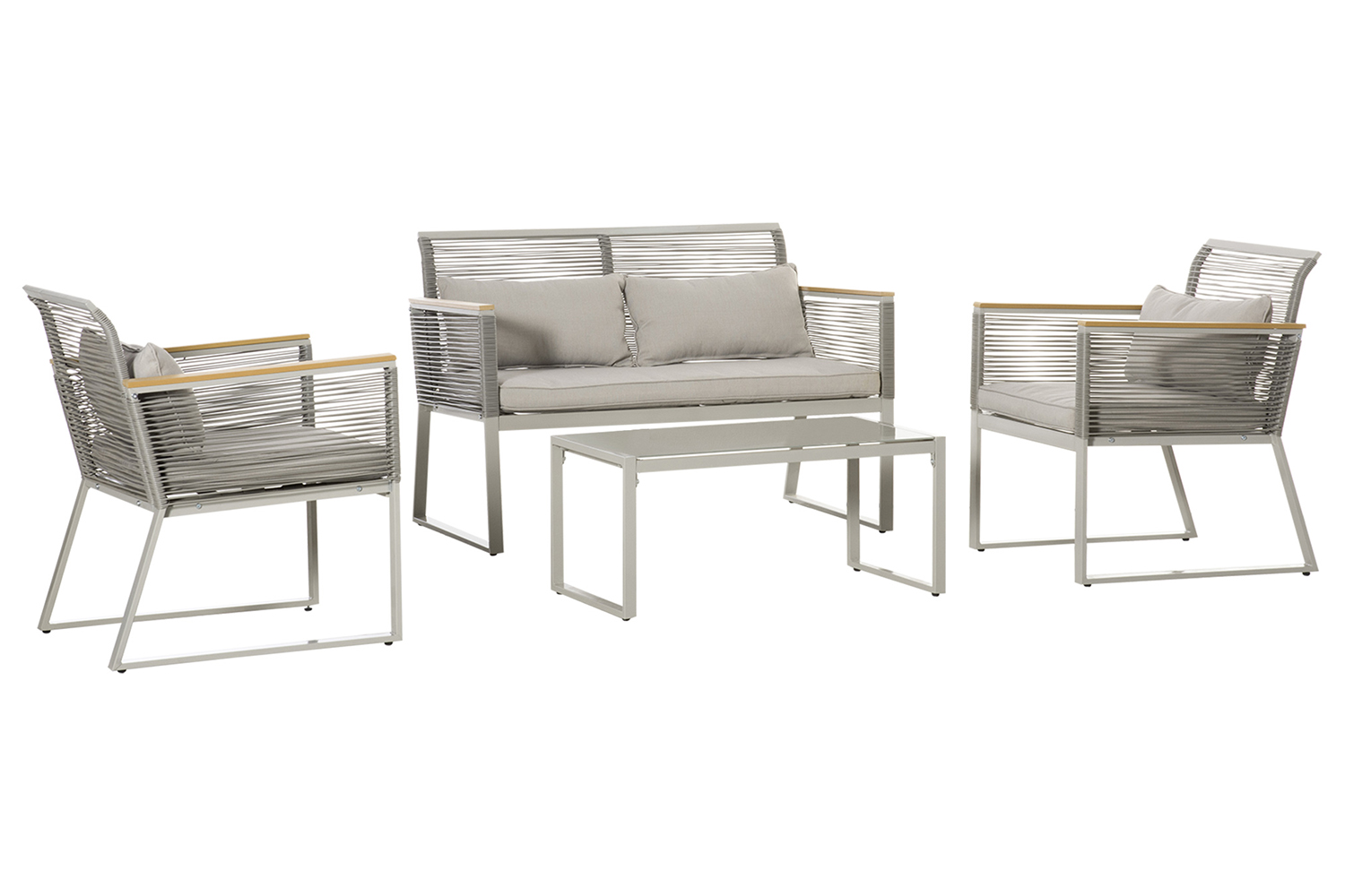 Outsunny Patio Wicker Sofa Set | Grey | 4 Pieces