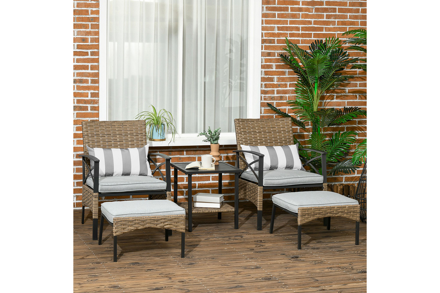 Outsunny Rattan Garden Furniture Set | Multi | 5 Pieces