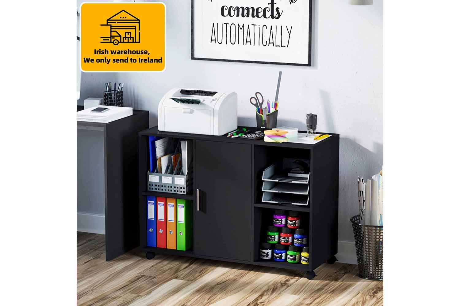 Vinsetto Mobile Filing Cabinet Printer Stand with E1 Particle Board | Black