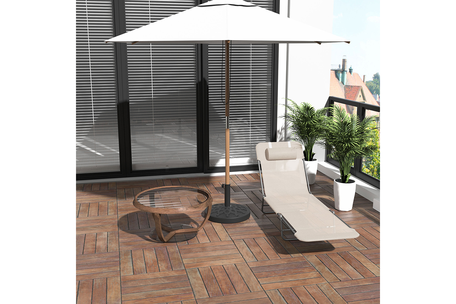 Outsunny Adjustable Sun Lounger | Beige