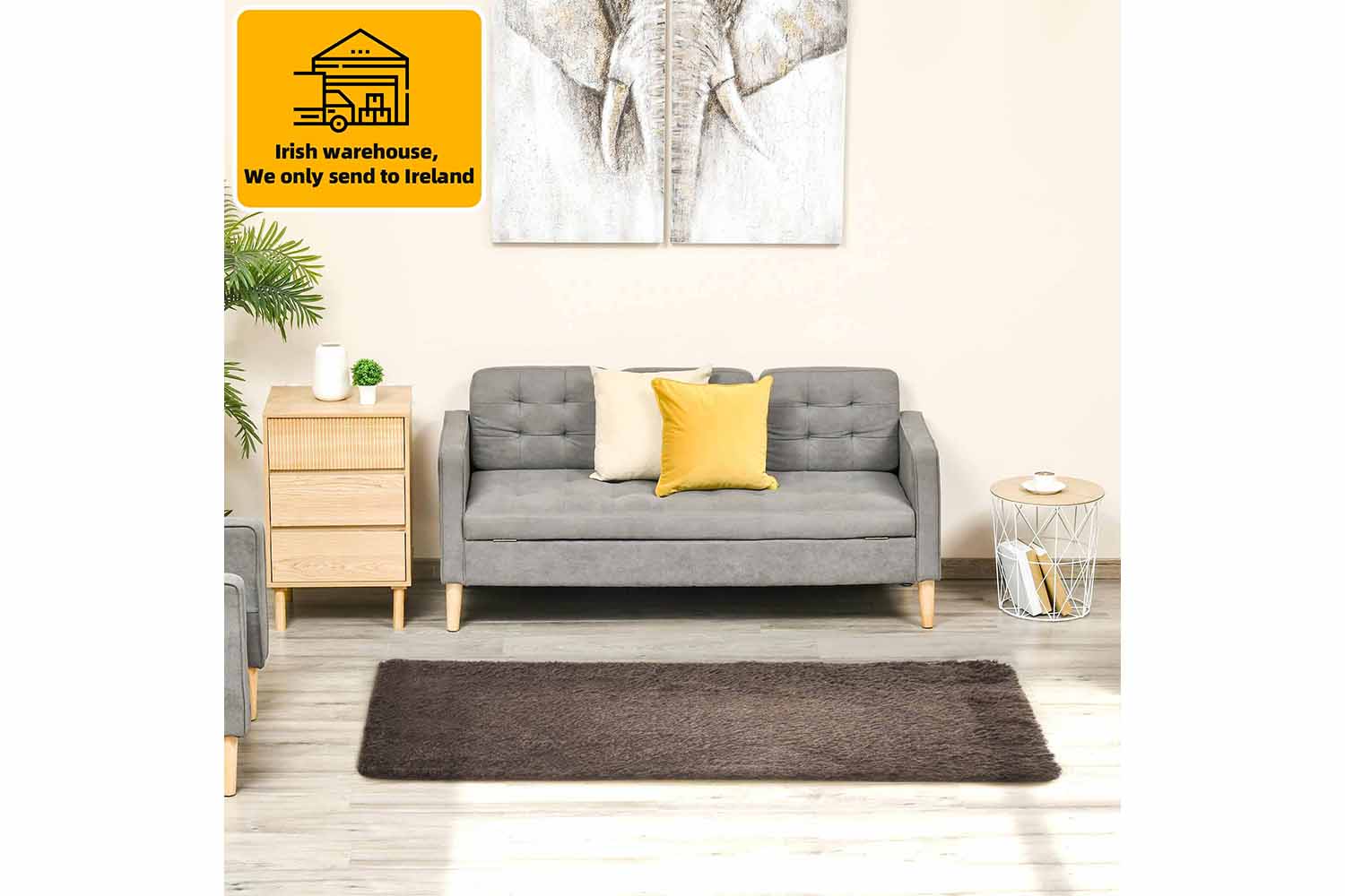 Homcom | Dining Room Fluffy Rug | Brown | 120 x 200 cm