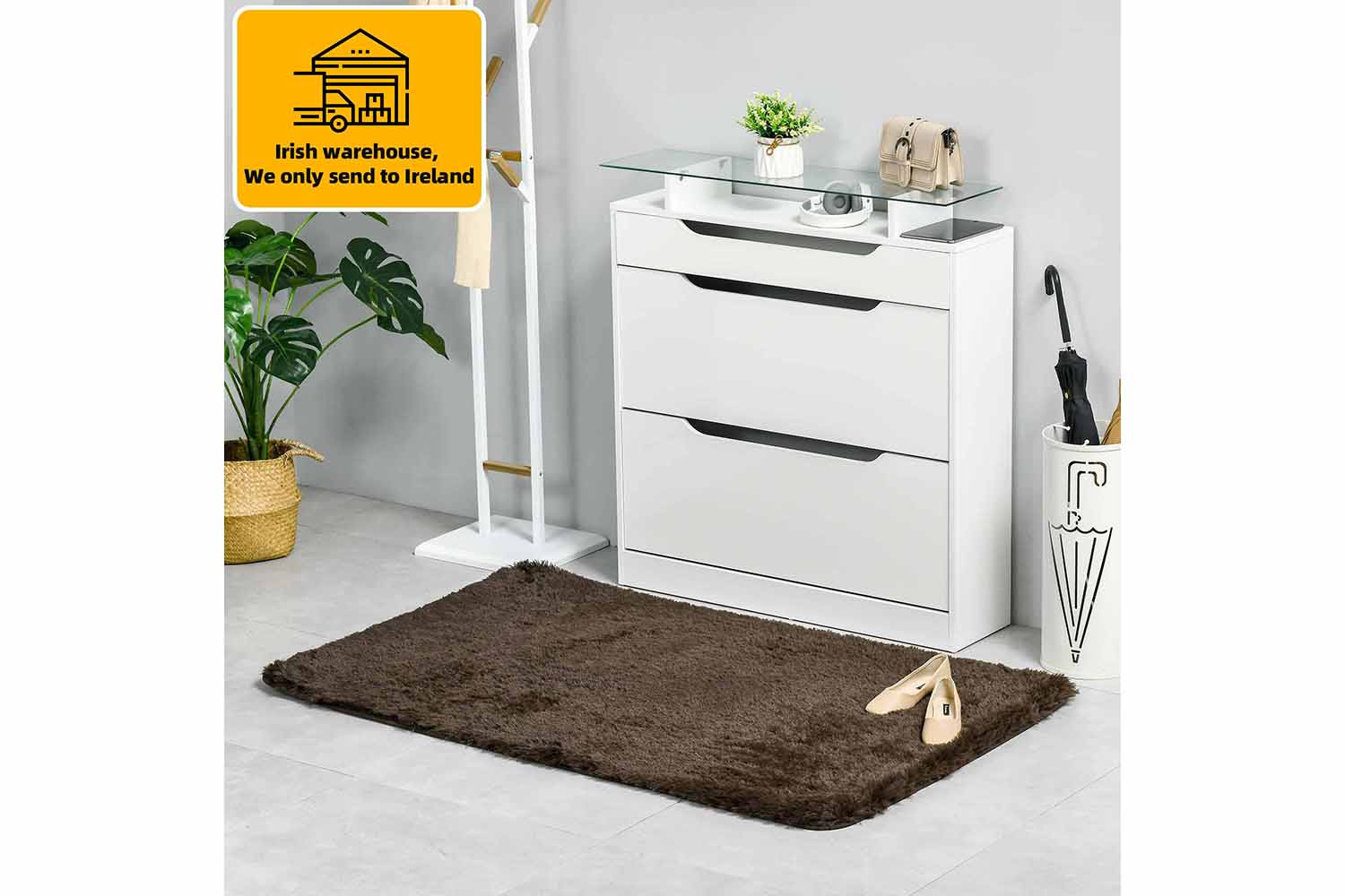 Homcom | Dining Room Fluffy Rug | Brown | 90 x 150 cm