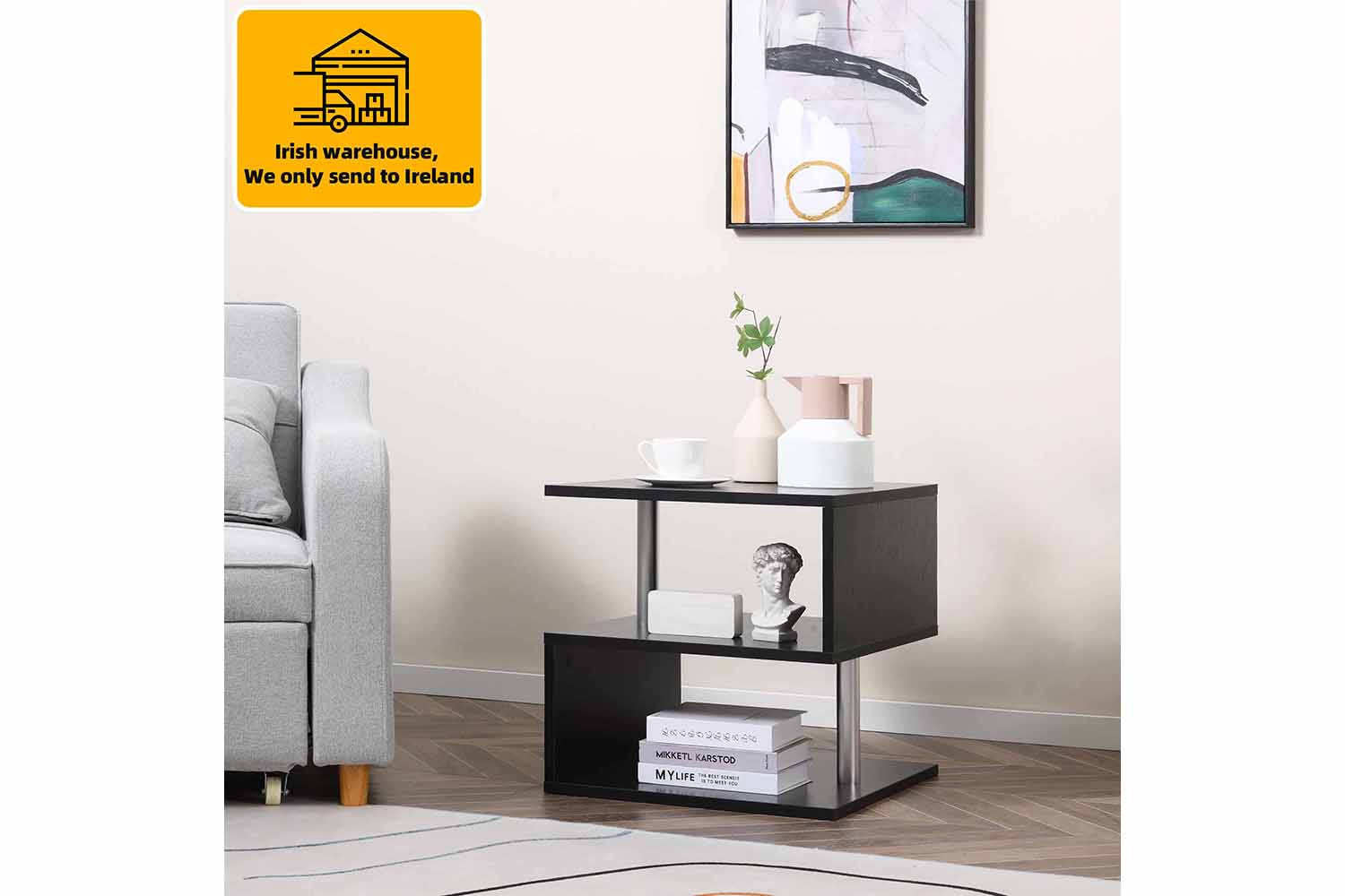 Homcom S Shaped Side Table | Black