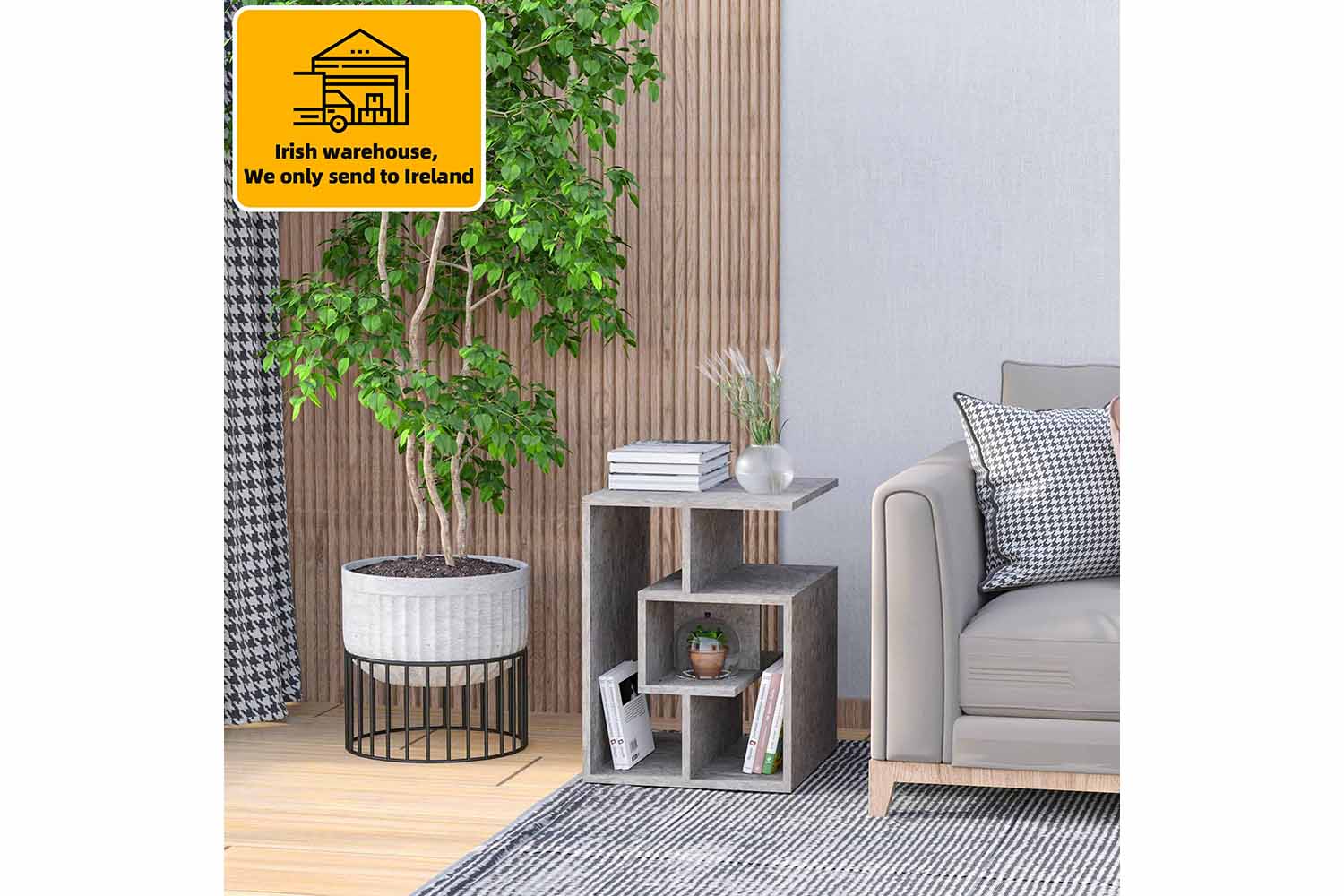 Homcom Side Tables for Bedroom | Cement colour