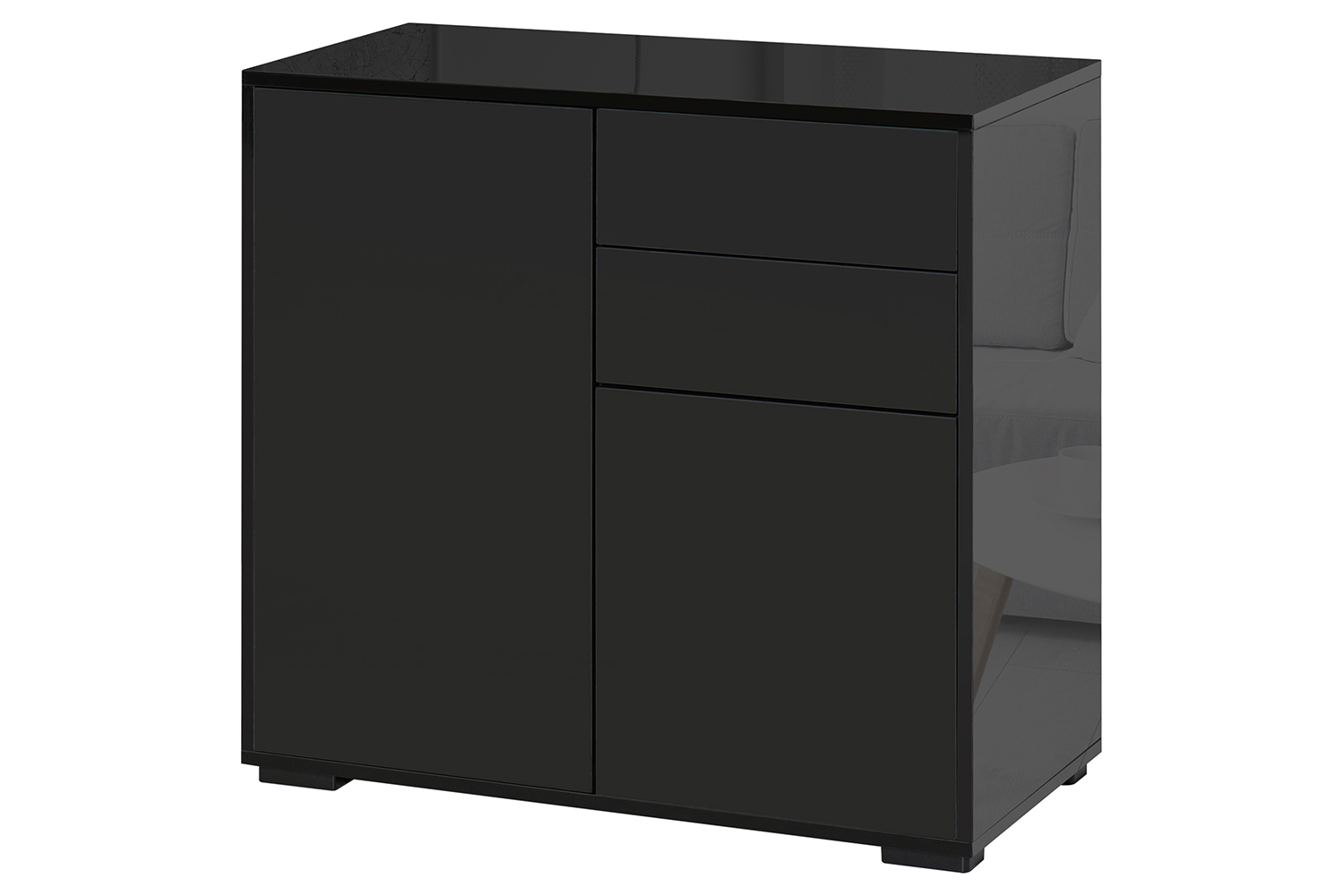 Homcom Push-Open Doors Sideboard | 2 Drawers | Black