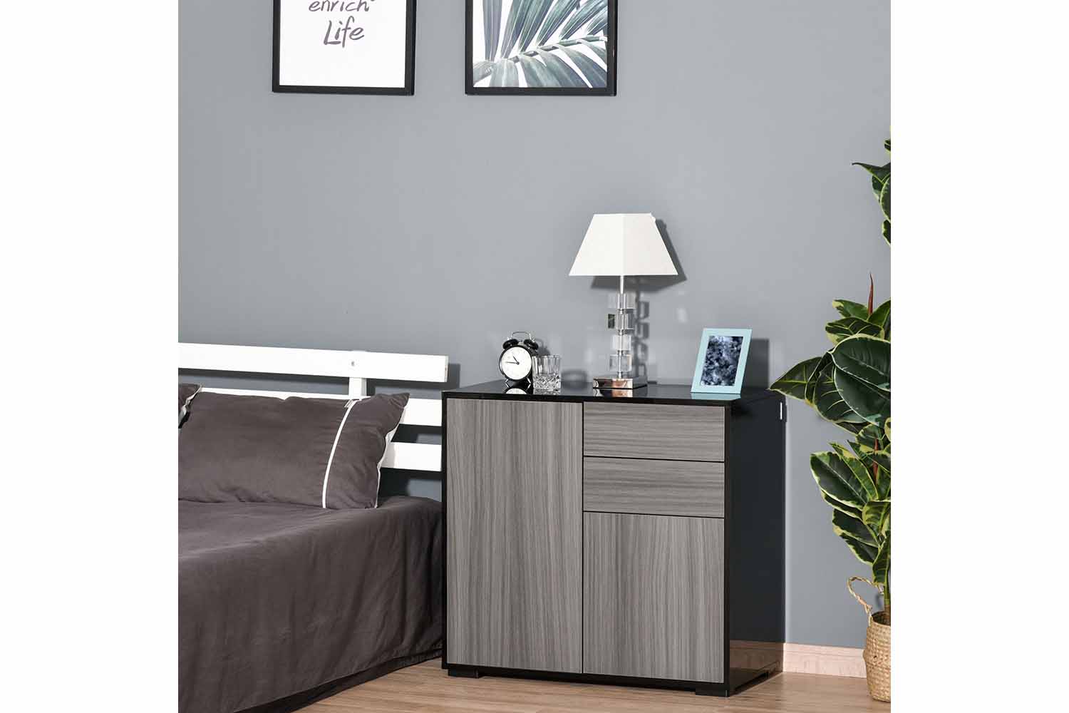 Homcom 2 Doors Sideboard | 2 Drawers | Grey