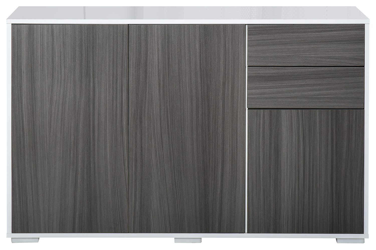 Homcom Push-Open Doors Cabinet | 2 Drawers | White/Grey