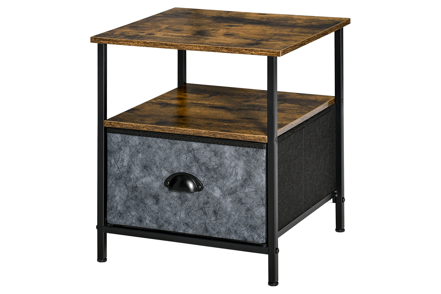 Homcom Industrial Side Table with Drawer | Rustic Brown