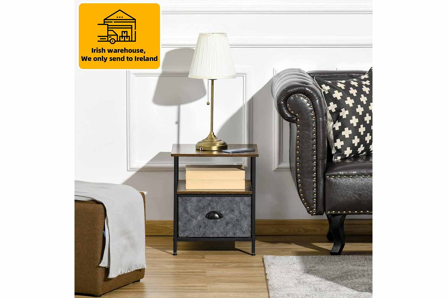 Homcom Industrial Side Table with Drawer | Rustic Brown