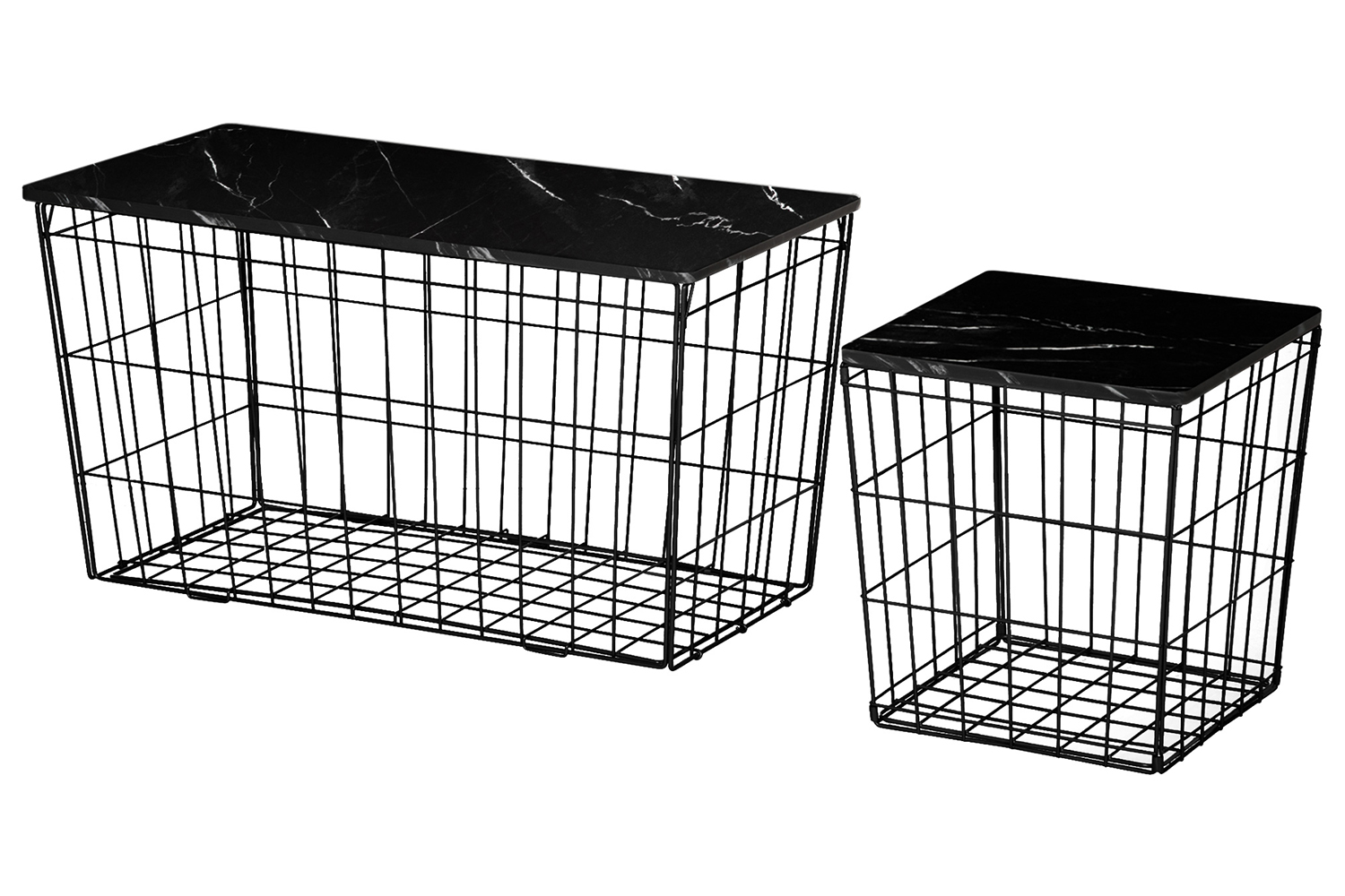 Homcom Marble Side Table | Black | Set of 2