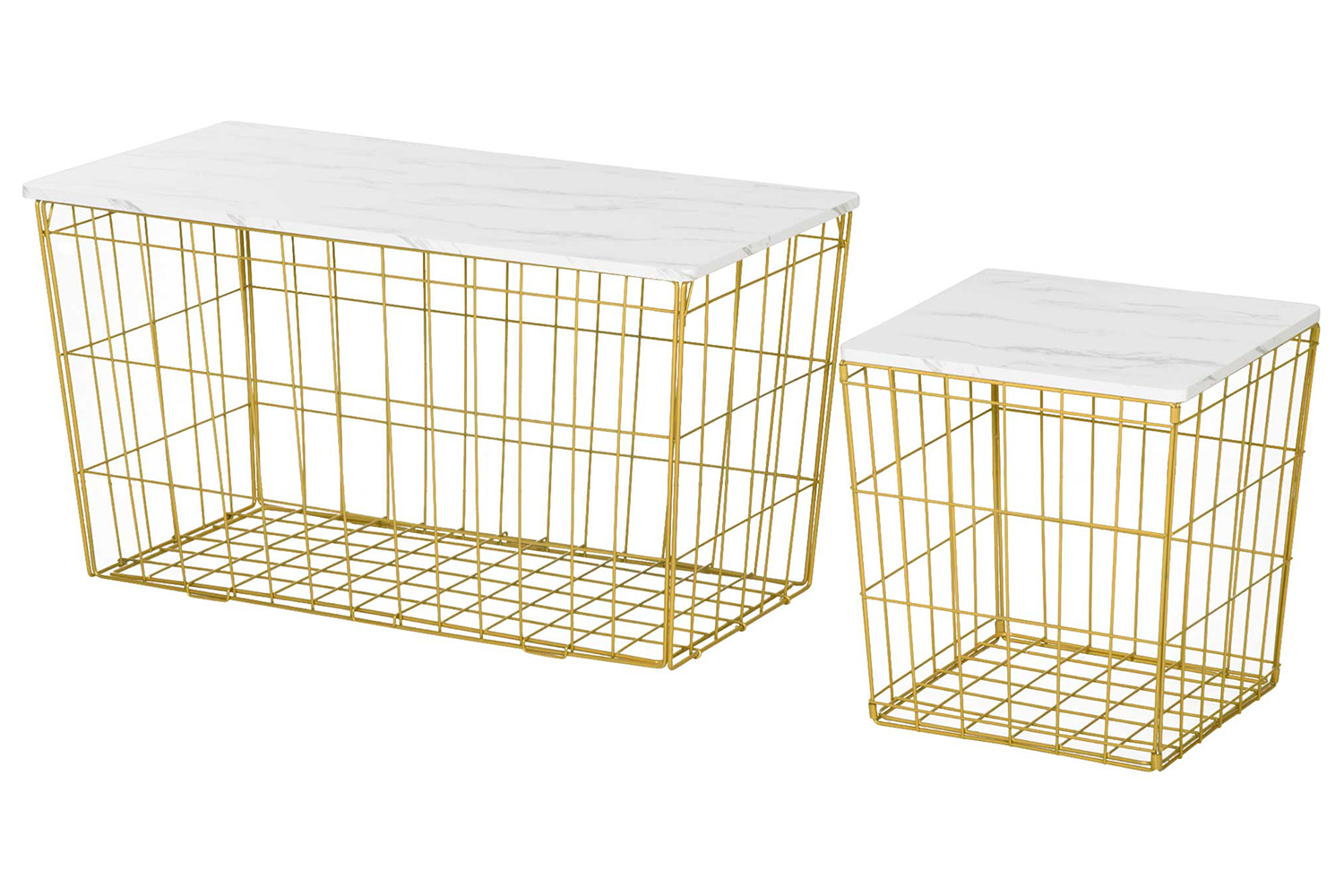 Homcom Marble Side Table | White/Gold | Set of 2