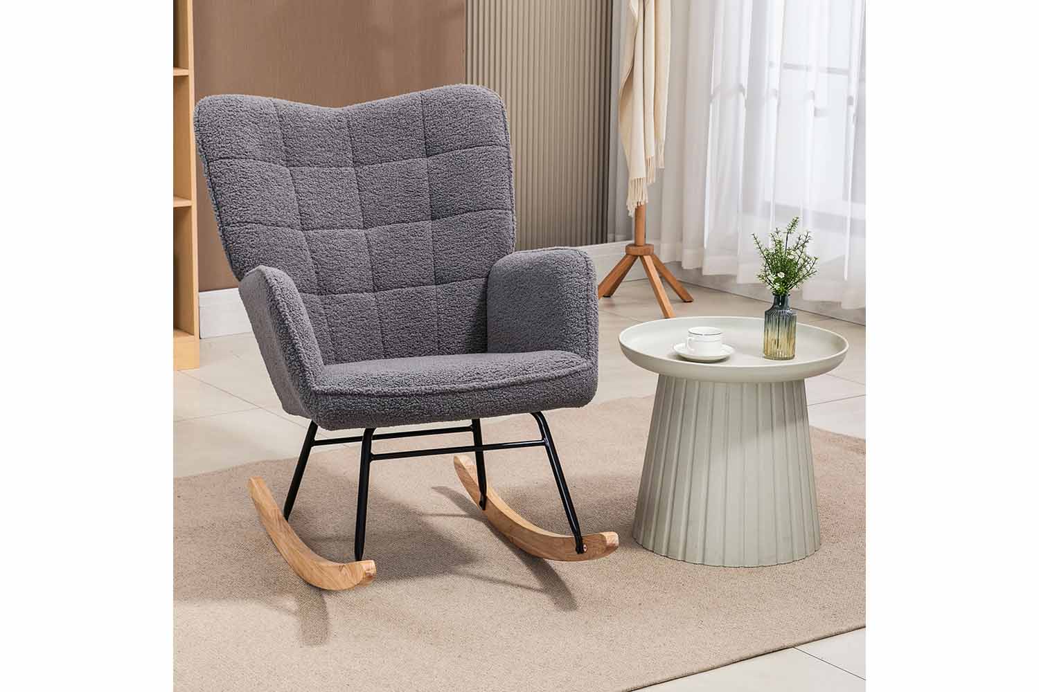 Homcom Boucle Rocking Chair | Dark Grey