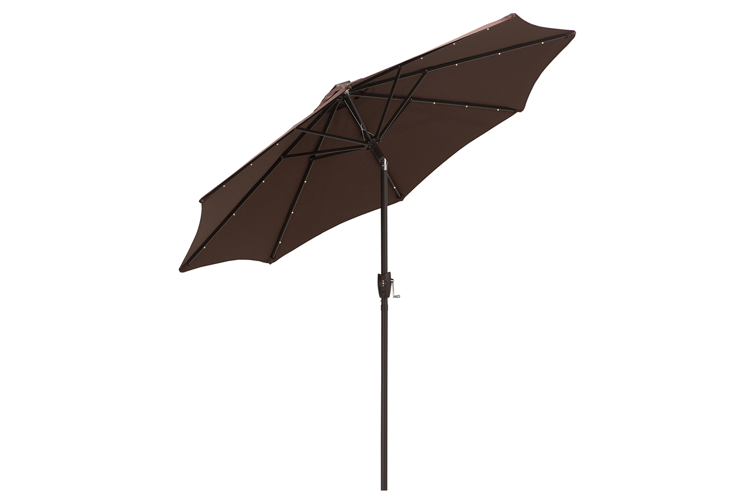 Outsunny 2.7m Solar Outdoor Tilt Sun Umbrella | Brown