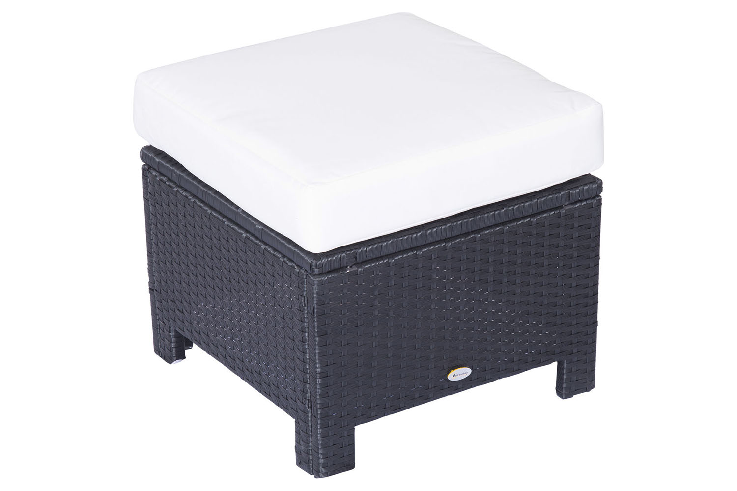 Outsunny Footstool with Soft Cushion | Rattan | Black